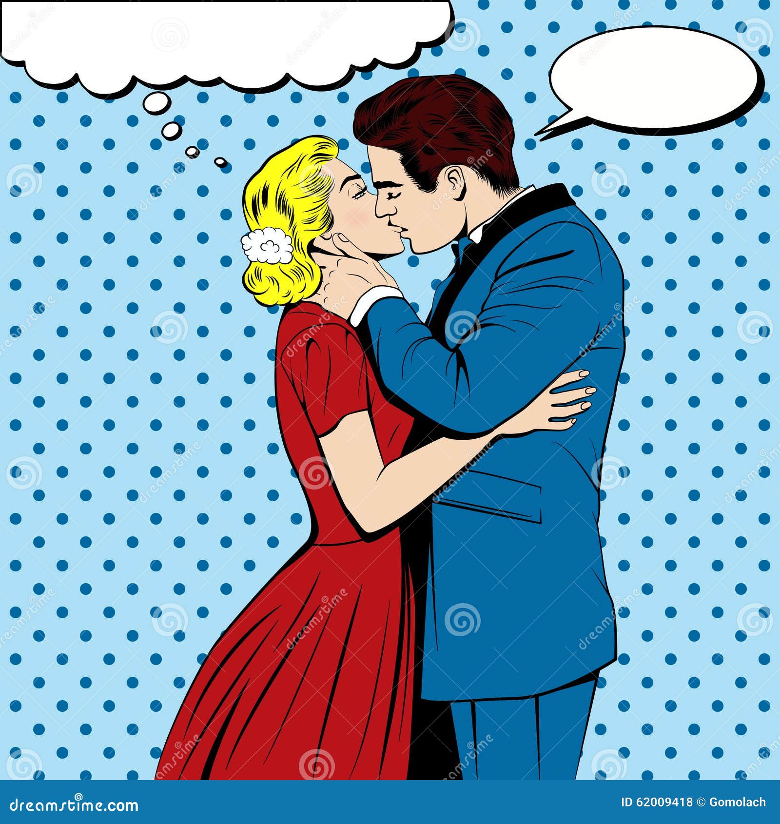 Vector Kissing Couple In The Pop Art Comics Style Stock Vector - Image