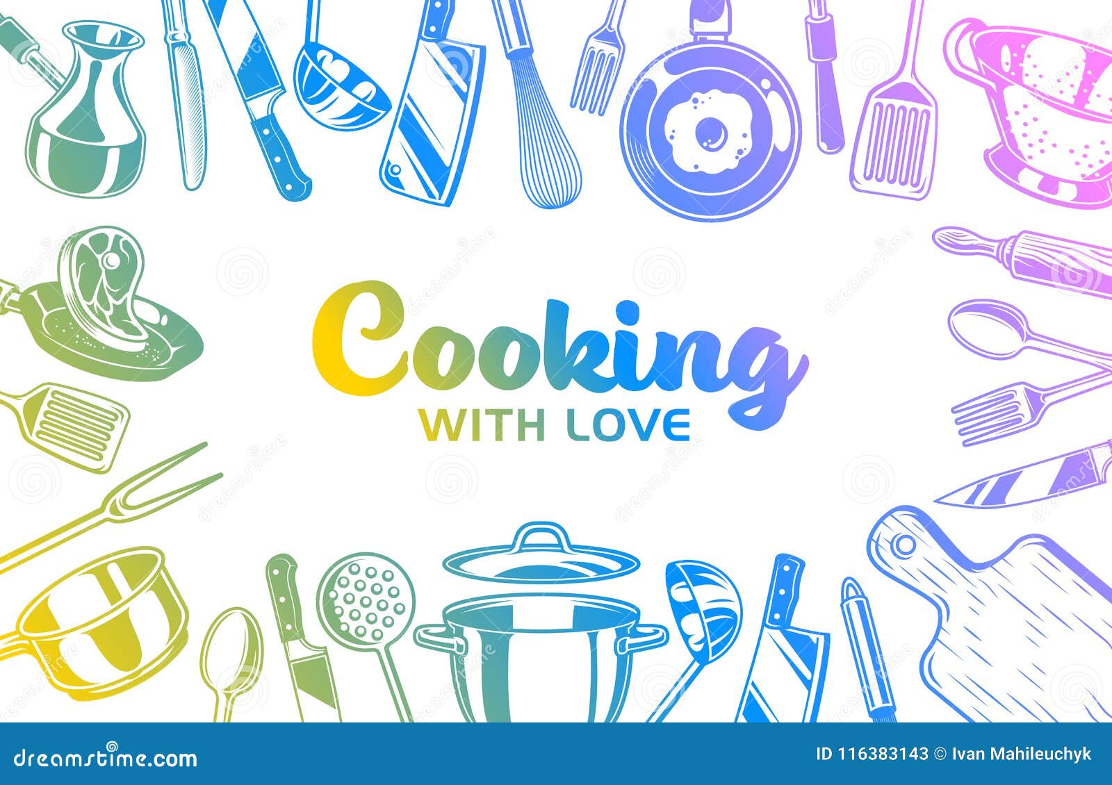 Vector kitchen background stock vector. Illustration of cooking 116383143