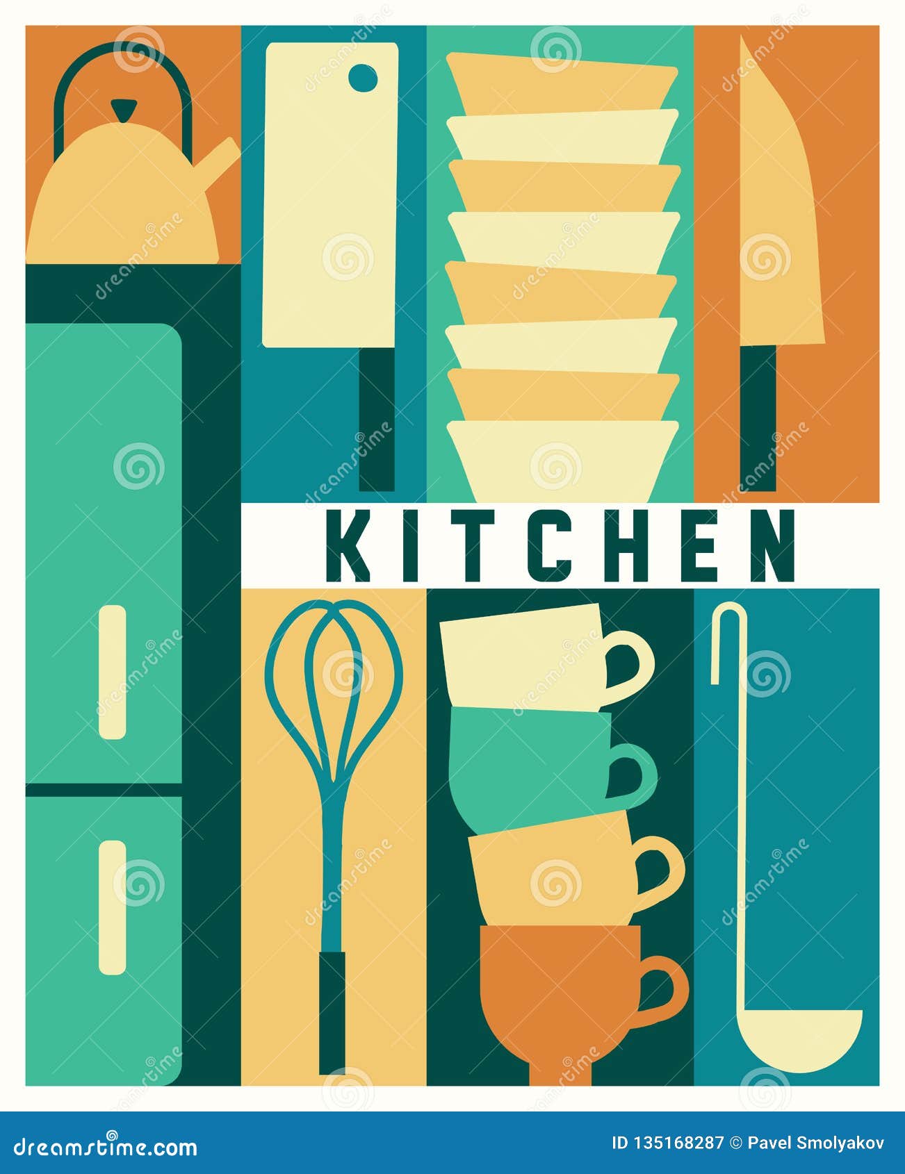 Vector kitchen background stock vector. Illustration of knife 135168287