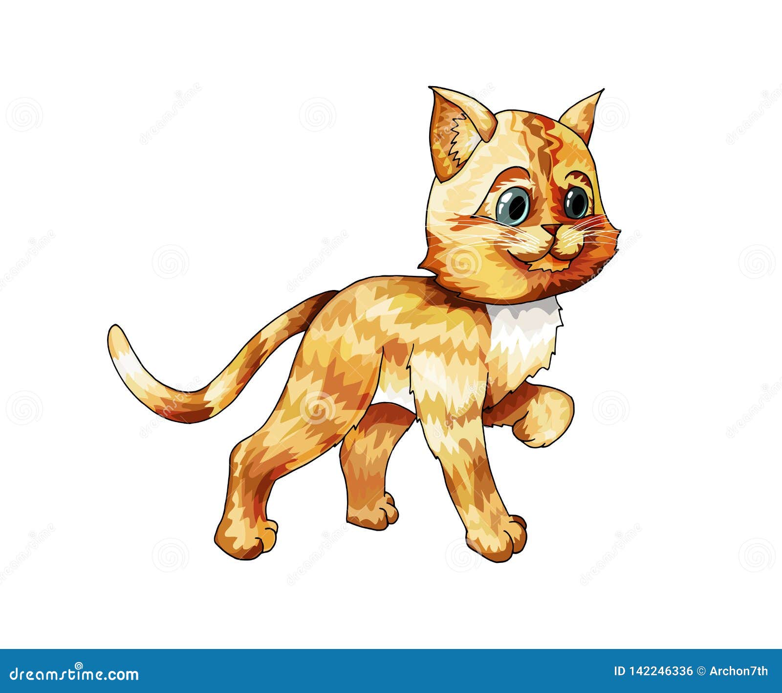 Vector Kitten Playing Cartoon Cute Happy Ginger Cat Smiling Character Stock Vector Illustration Of Contour Animal