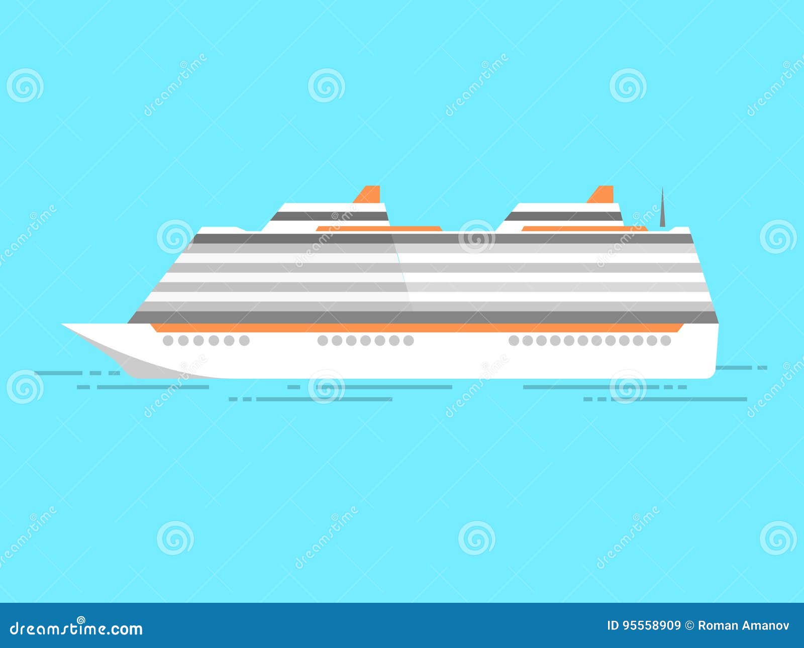 Vector L Illustrazione Della Nave Da Crociera Del Mare Isolata Sul Blu Illustrazione Vettoriale Illustrazione Di Nautical Mare