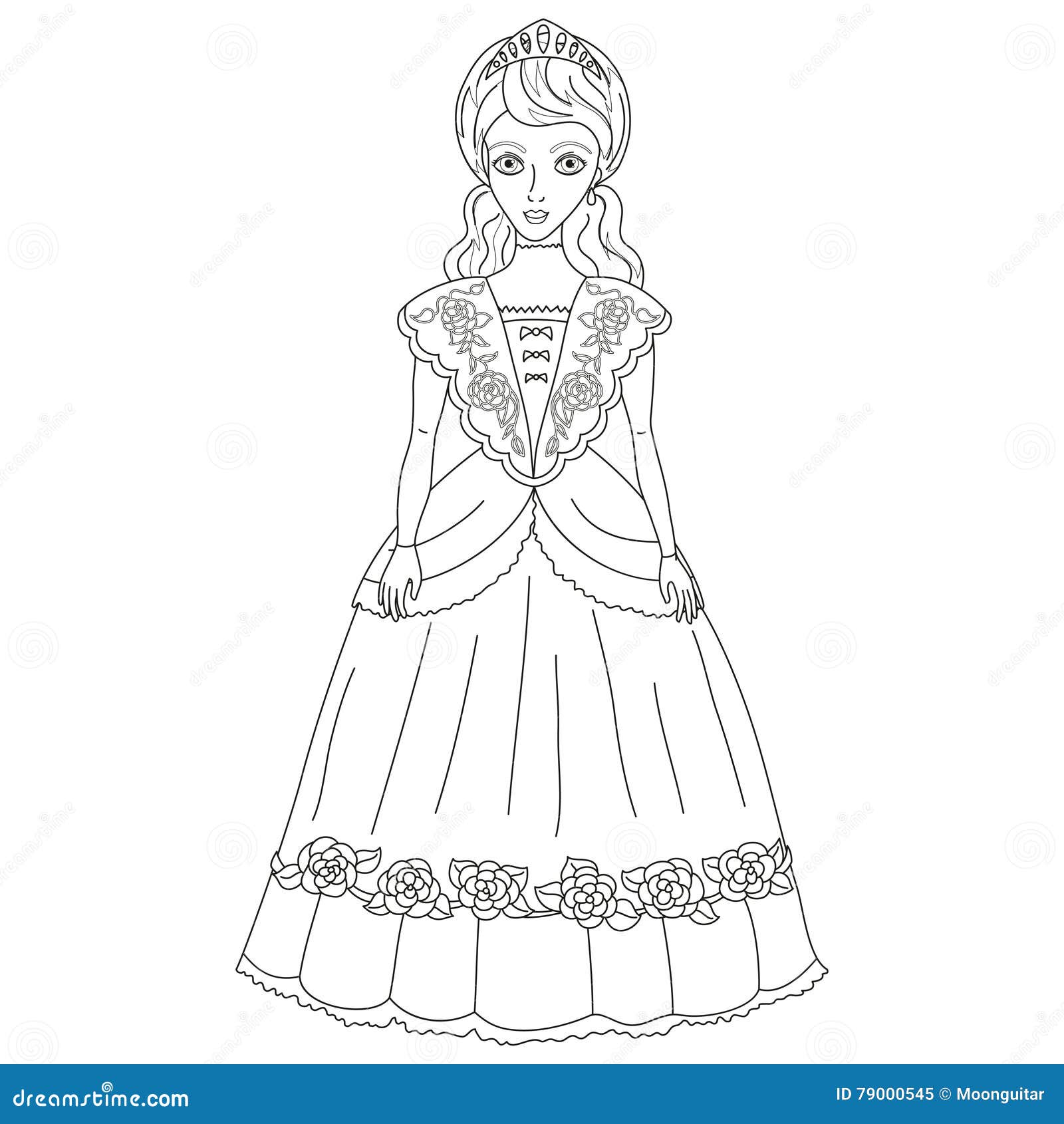 Vector l illustrazione di principessa in vestito antico libro da colorare