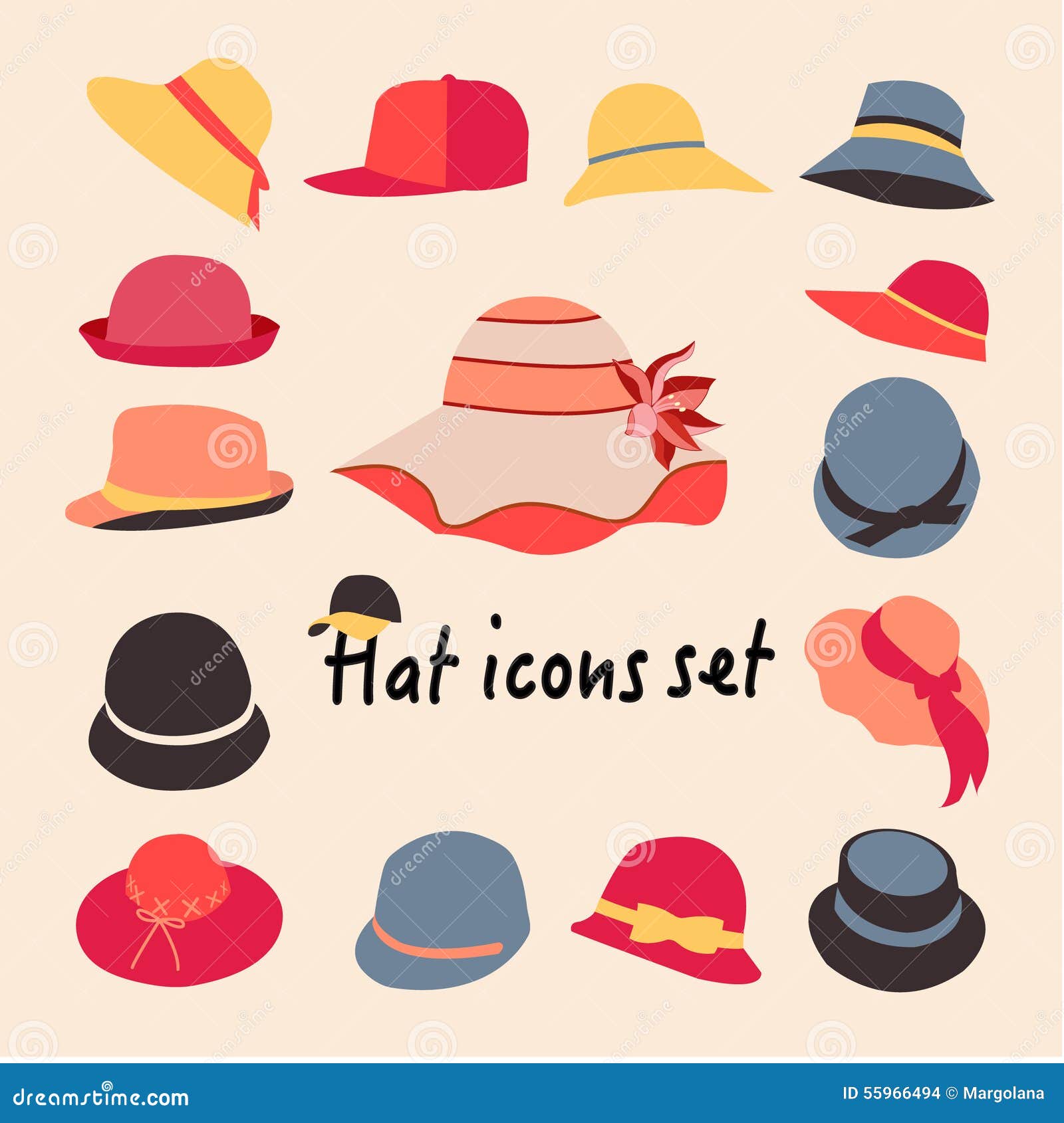 Ilustración con diferentes tipos de sombreros para hombres