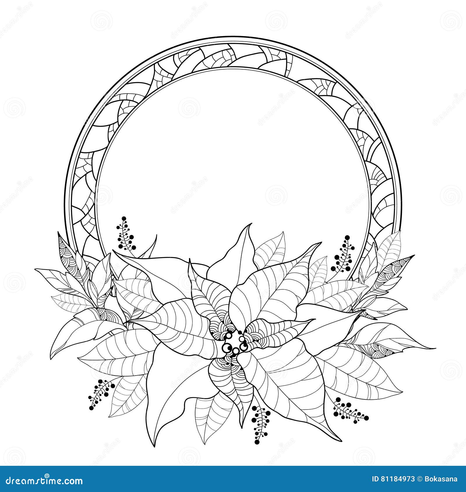 Disegno Della Stella Di Natale.Vector La Stella Di Natale O Il Natale Star Foglie E Struttura Rotonda Decorata Isolate Su Bianco Fiore Della Stella Di Natale D Illustrazione Vettoriale Illustrazione Di Libro Disegno 81184973