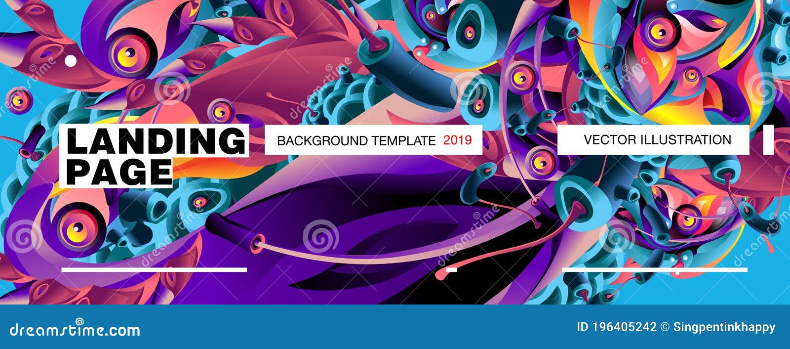 Vector Landing Page Background Template With Colorful Abstract Liquid