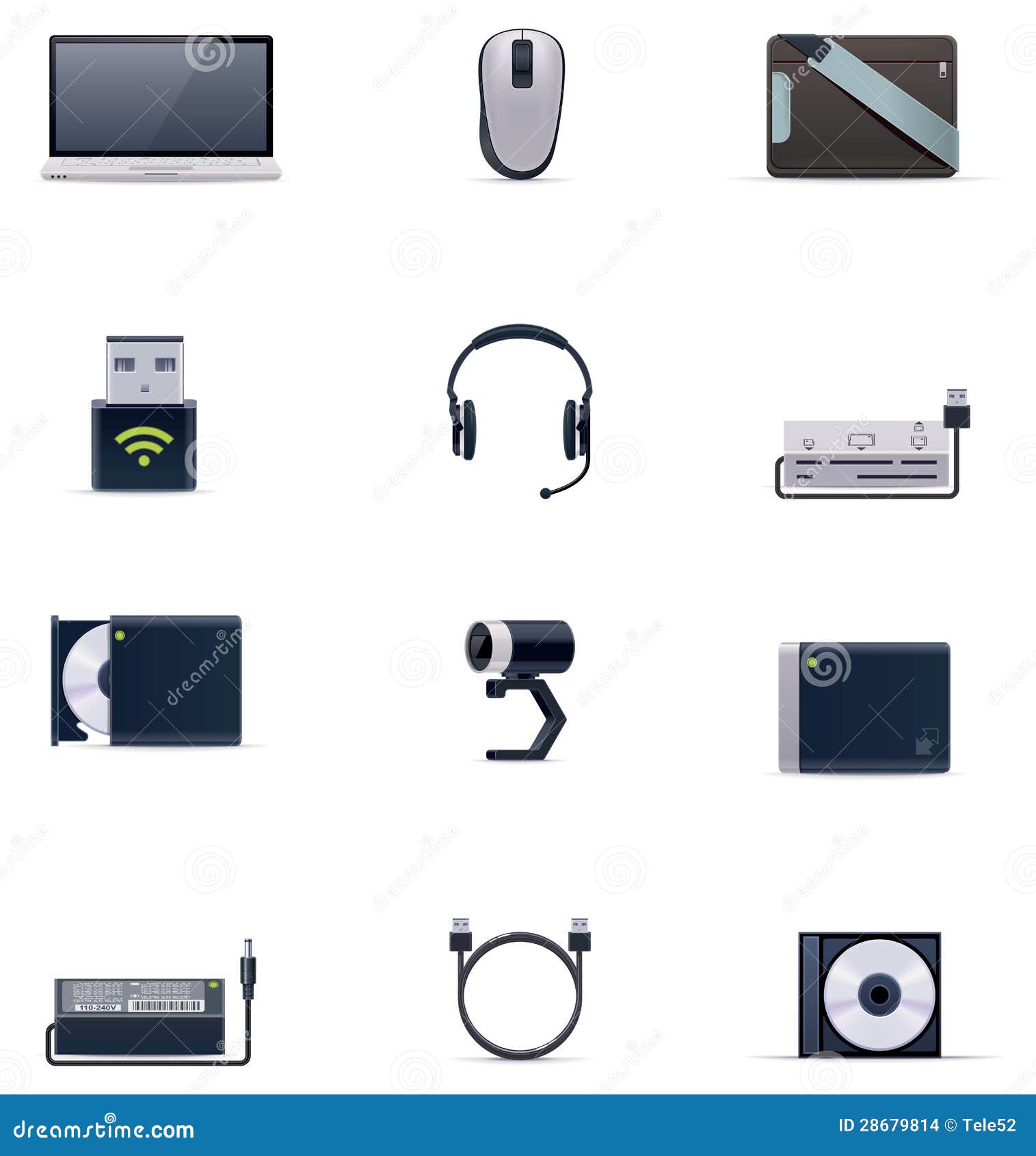 Vector Laptop Accessories Icon Set Stock Vector Illustration of