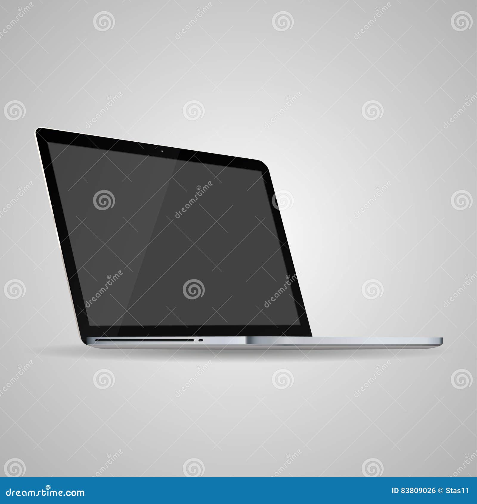 Vector Laptop on Gray with Empty Screen Stock Illustration