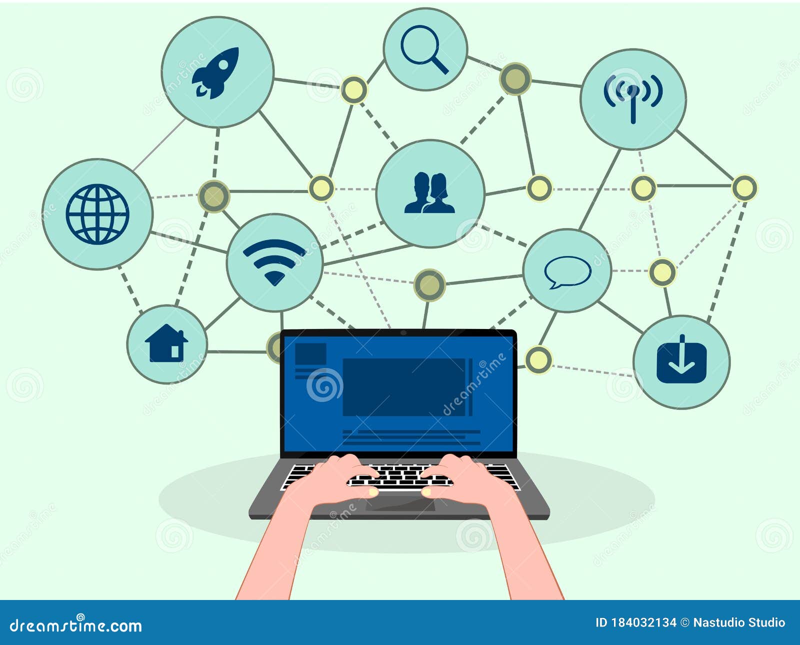  laptop and internet concept.social network communication.computer networks