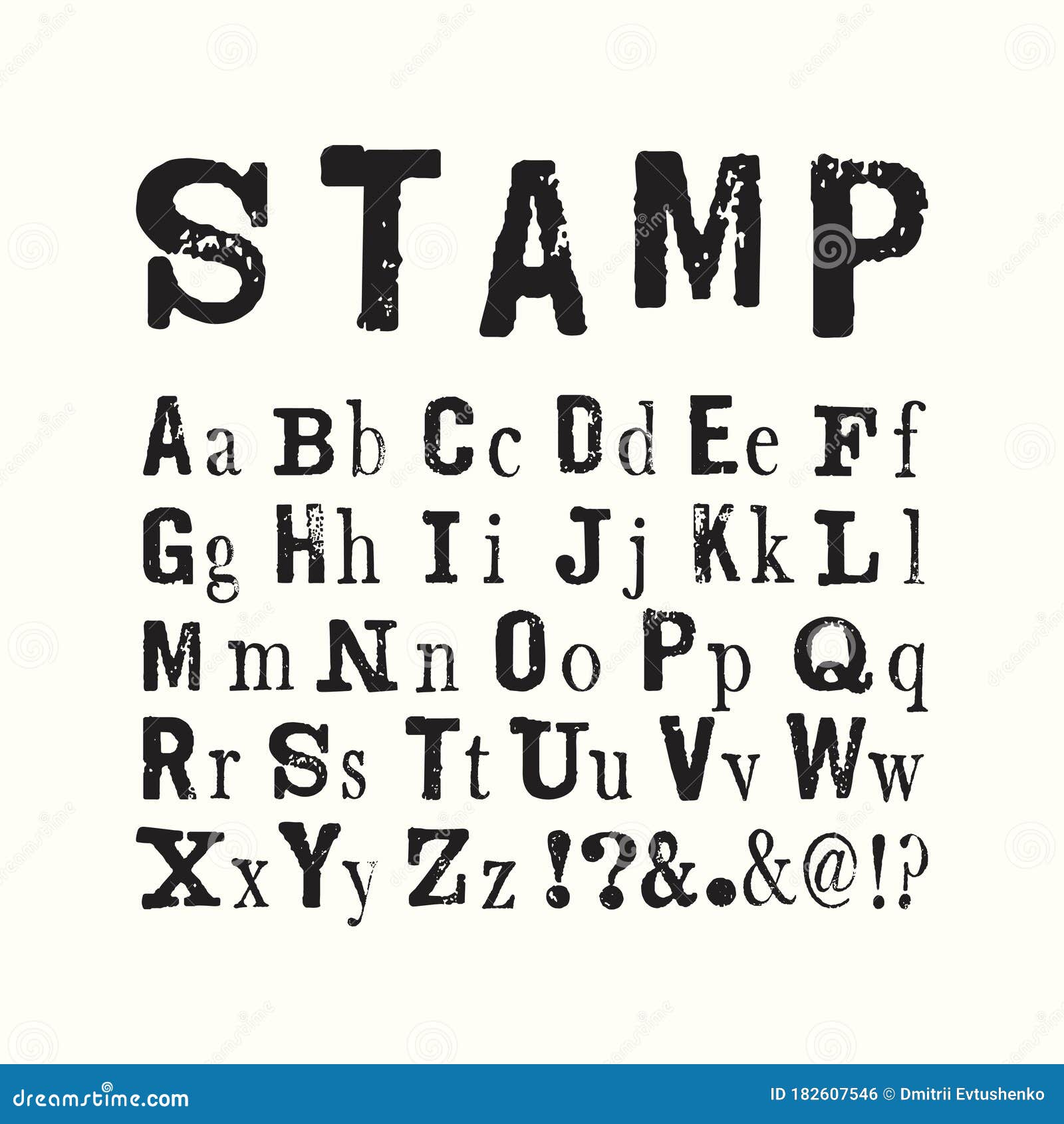 Vector Latin Stamp Font. Vector Stamp Abc with Grunge Texture