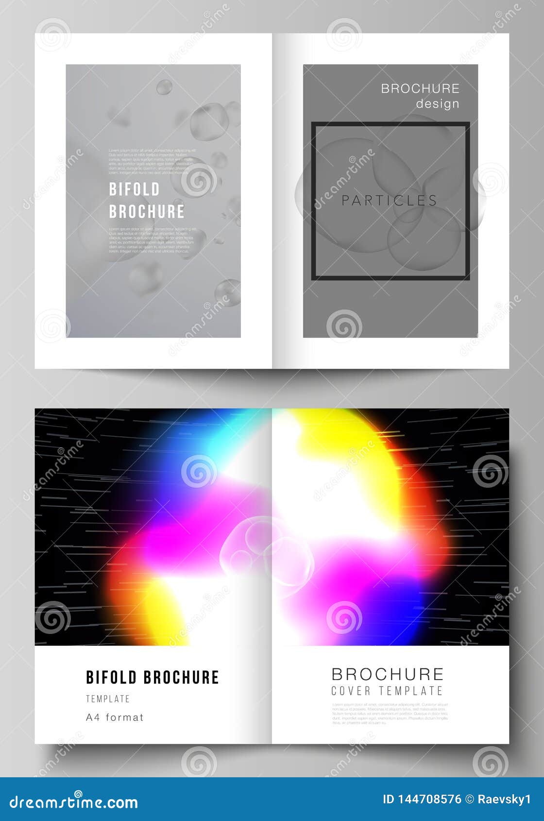 Download Vector Layout Of Two A4 Format Cover Mockups Design Templates For Bifold Brochure, Flyer, Report ...