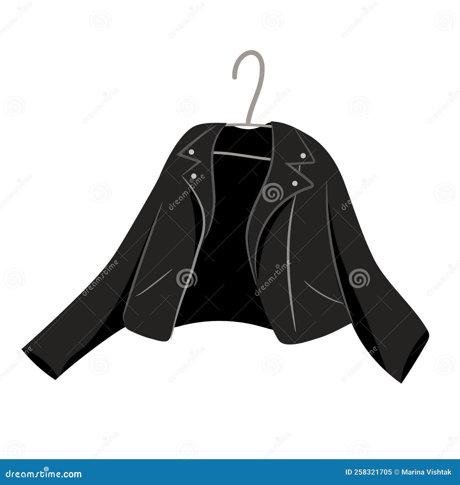 Vector Leather Jacket Isolated on White. Cute Autumn Clothes Stock