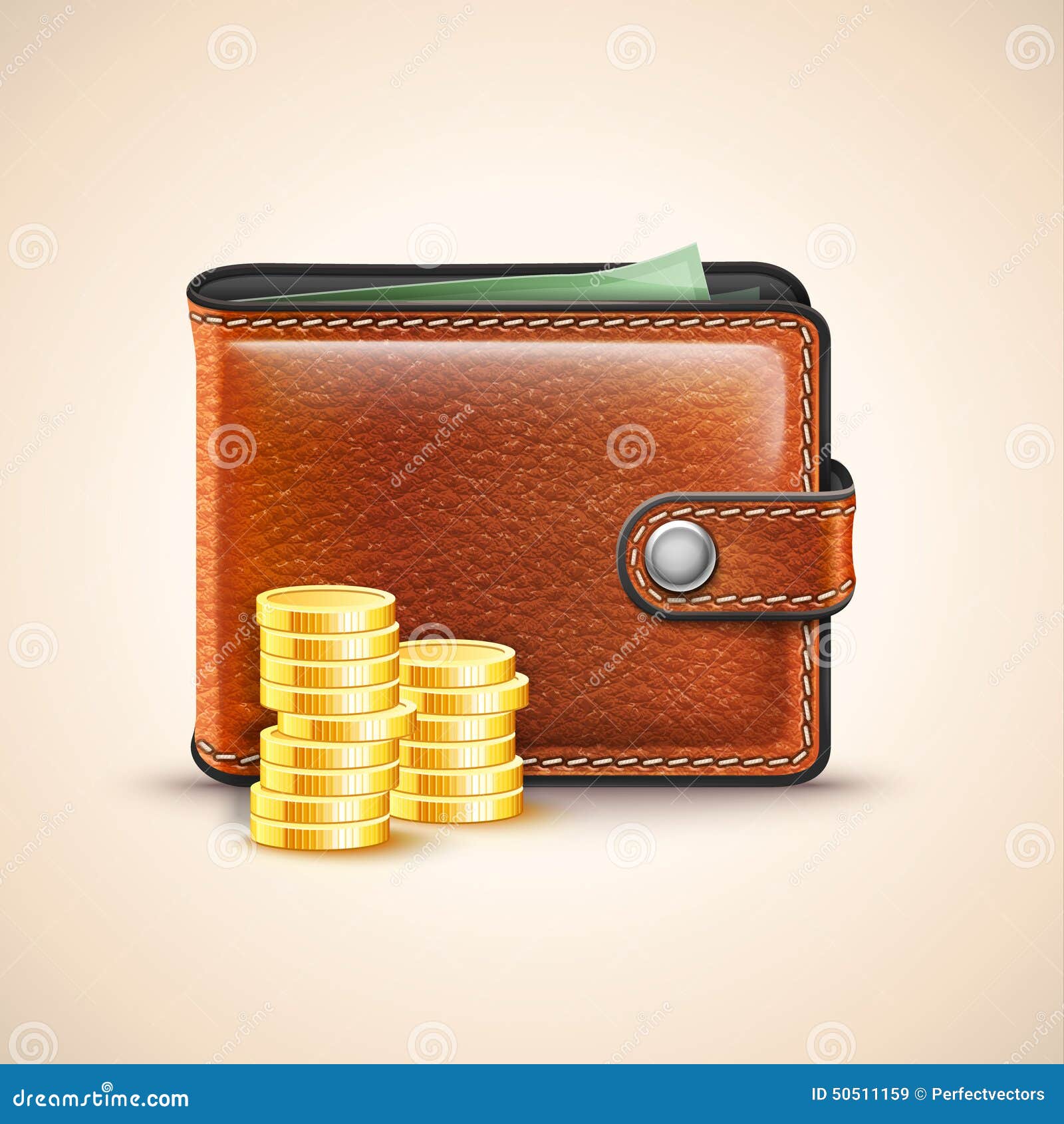  leather wallet with coins