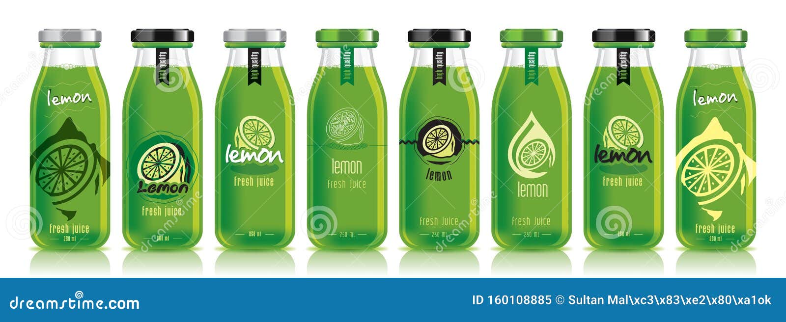 Vector Lemon Juice, Glass Fruit Bottle Set Stock Vector Illustration of healthy, icon 160108885