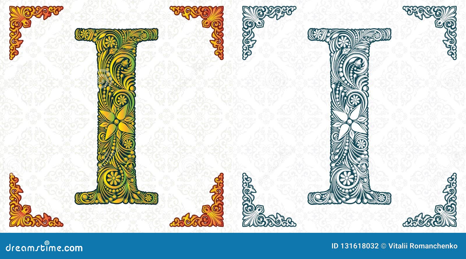 Download Vector Letter I. Patterned Font. Monogram. Unique ...
