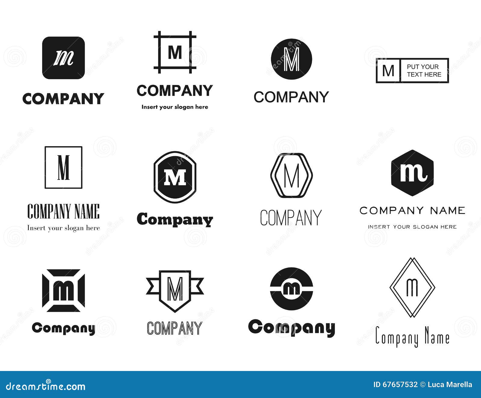 Vector Letter M Em Logos Icons Stock Illustration Illustration