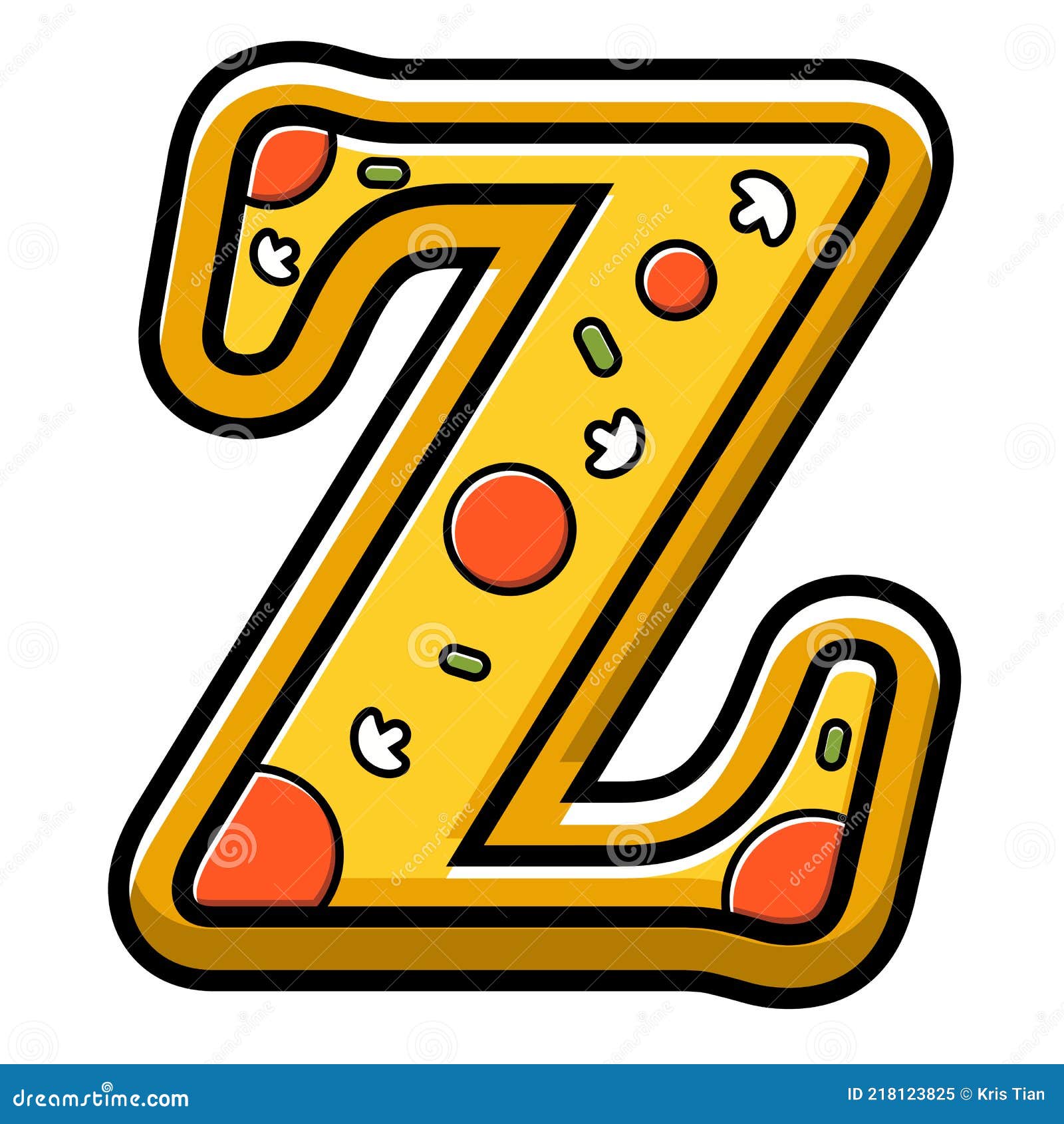 Letter Z pizza food stock vector. Illustration of text 218123825