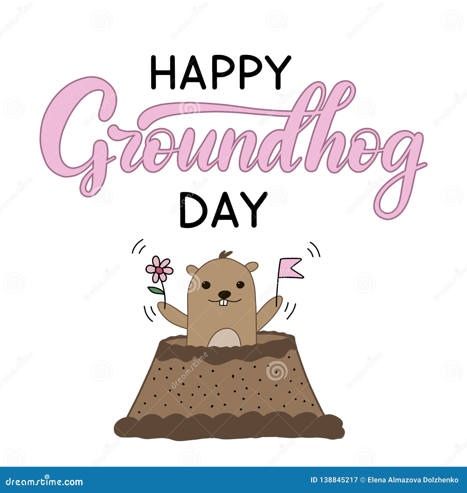 Vector Lettering Illustration for Grounhog Day Stock Vector