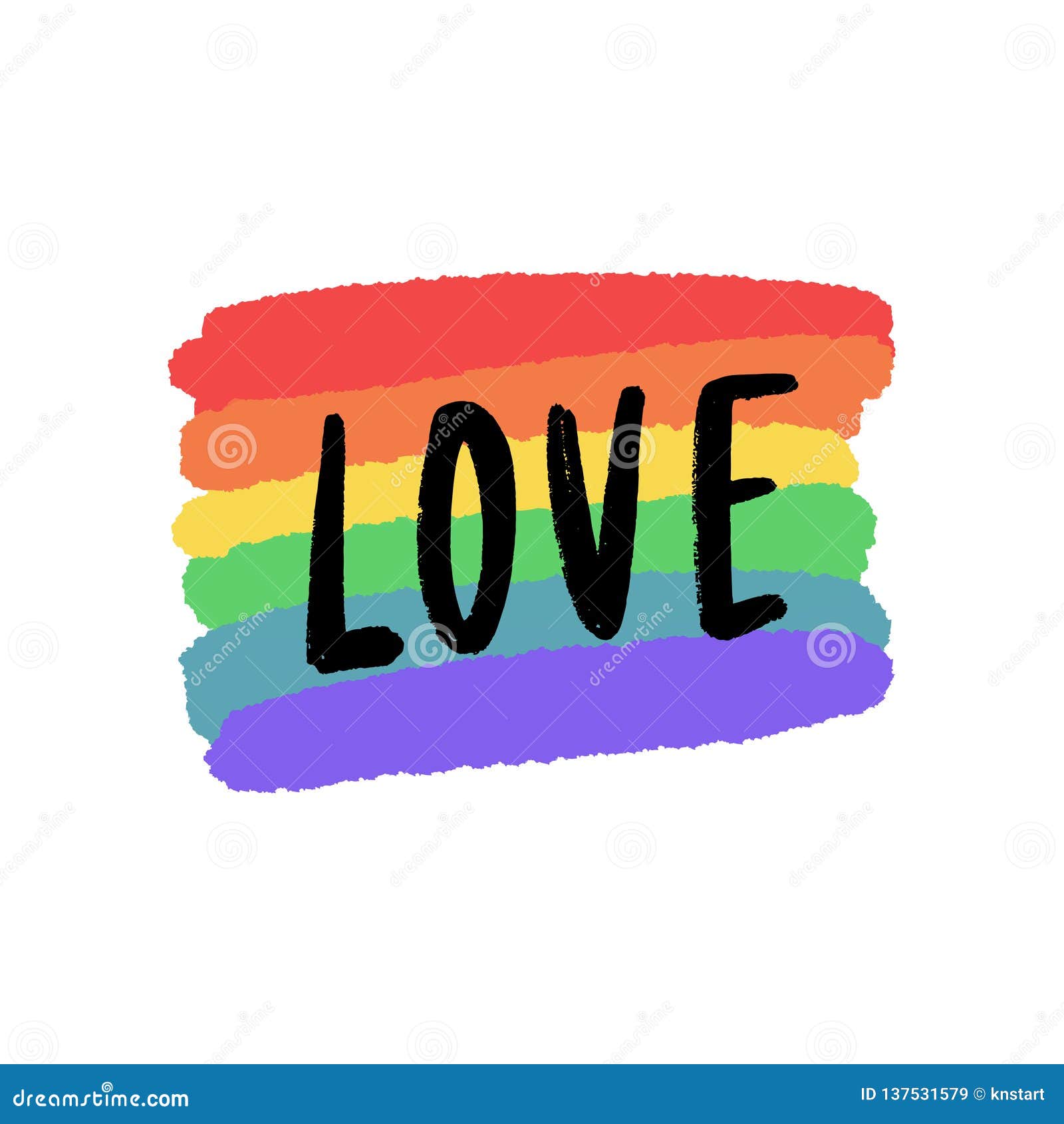 Vector LGBT Flag and Text. Hand Drawn Colors of the Rainbow Stock ...