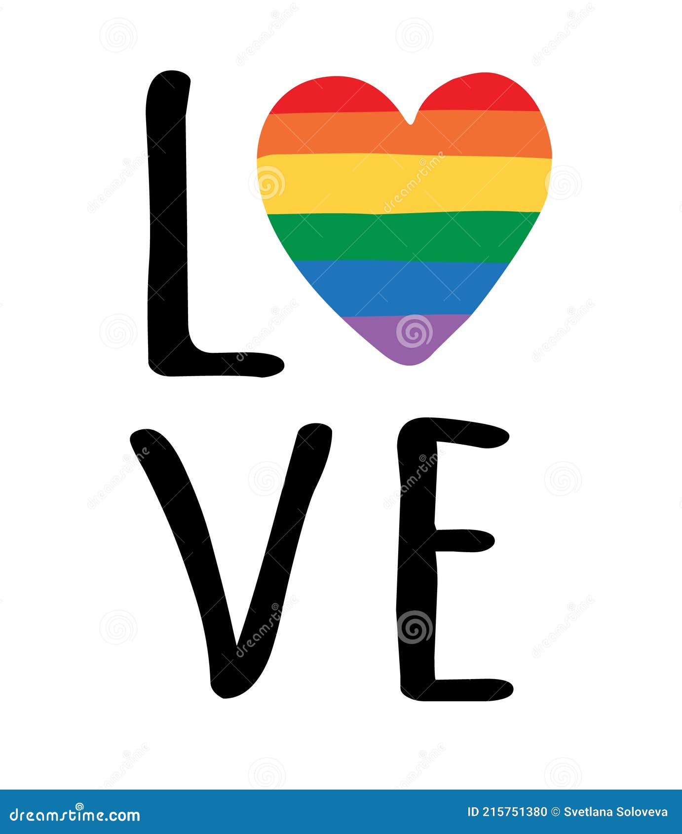 Vector Lgbt Love Lettering with Rainbow Heart Stock Illustration ...