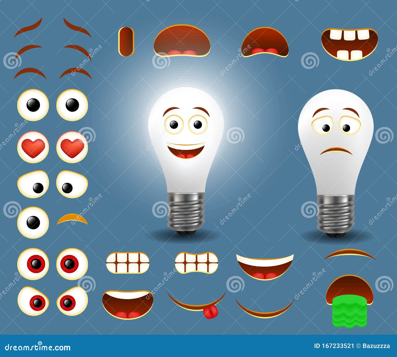 Som regel Generelt sagt hjemmelevering Vector Light Bulb Emoji Maker, Emoticon Creator Stock Vector - Illustration  of light, bulb: 167233521