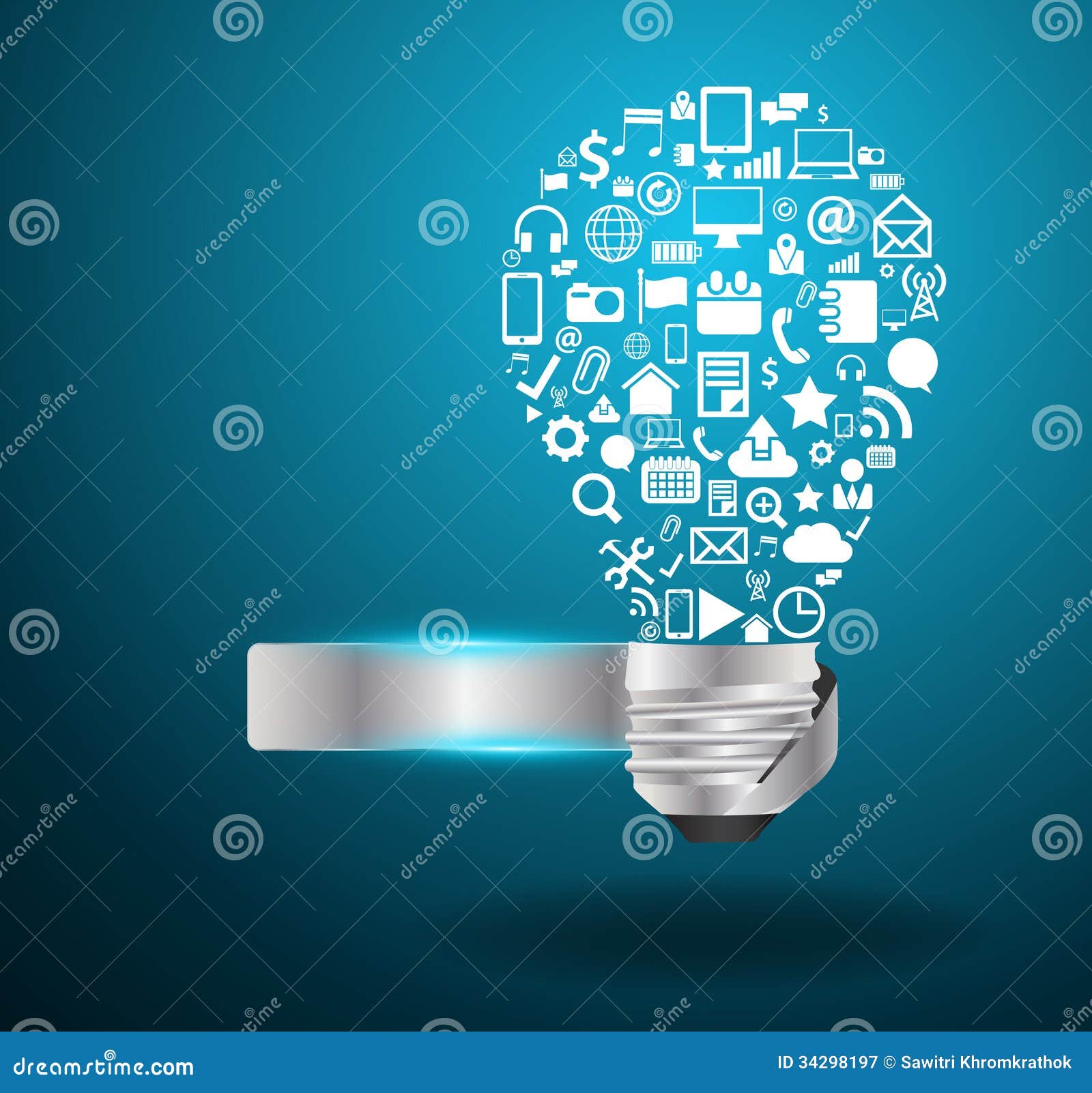 Vector Light Bulb Idea With Social Media Applicati Stock ...