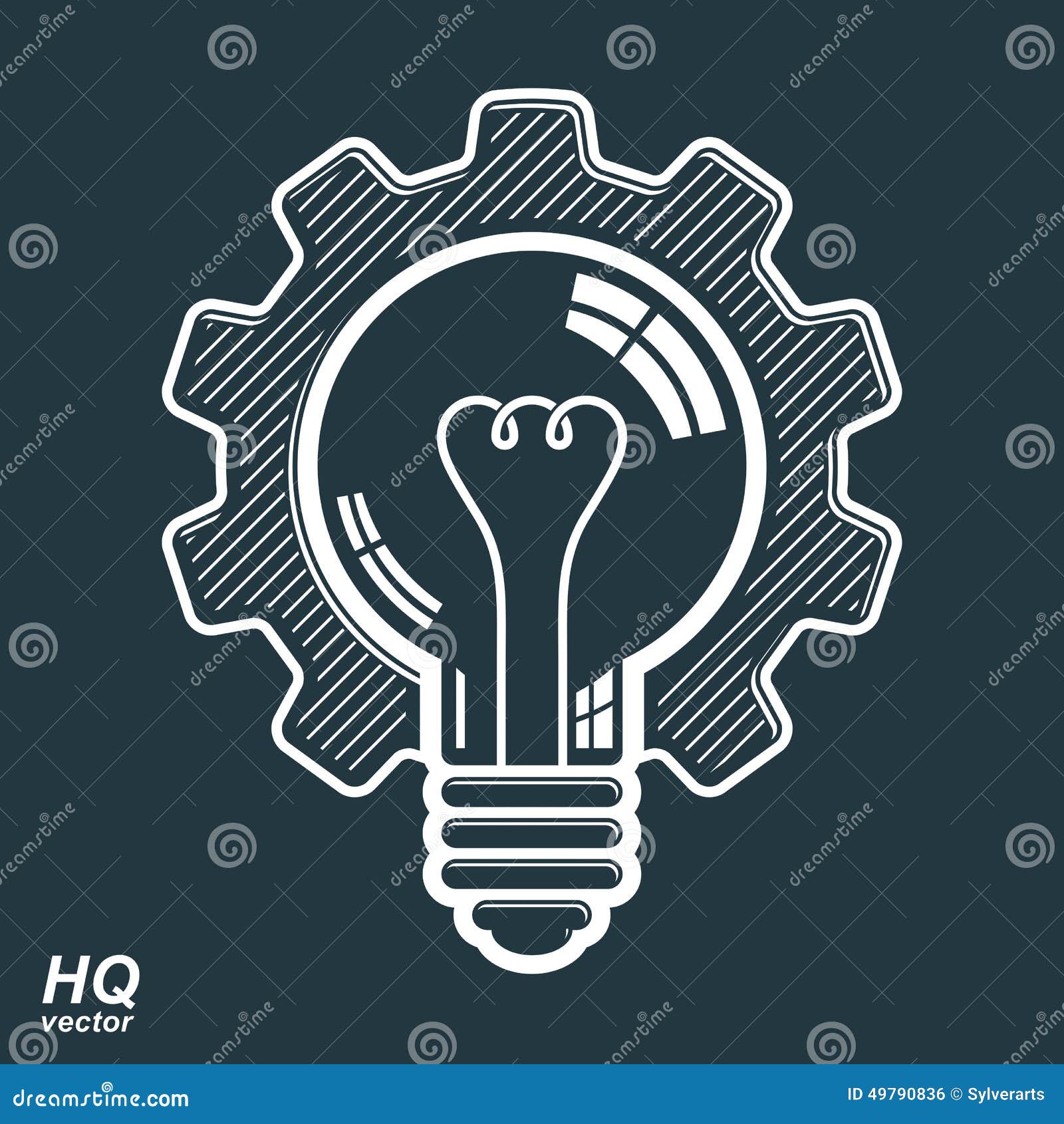 Vector Light Bulb Shape, High Quality Cog Wheel. Technical Solut Stock