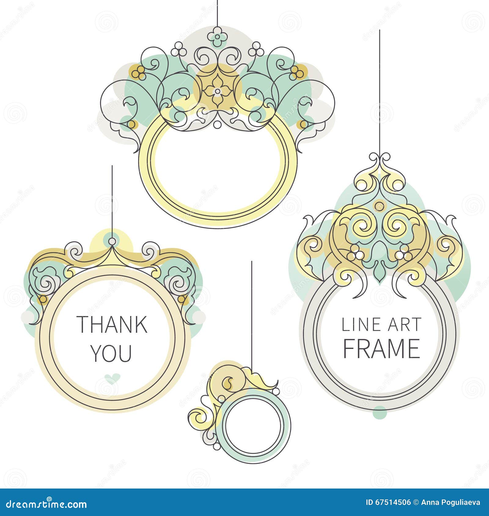 Frame Design Line Art : Vector line art frame for design template stock