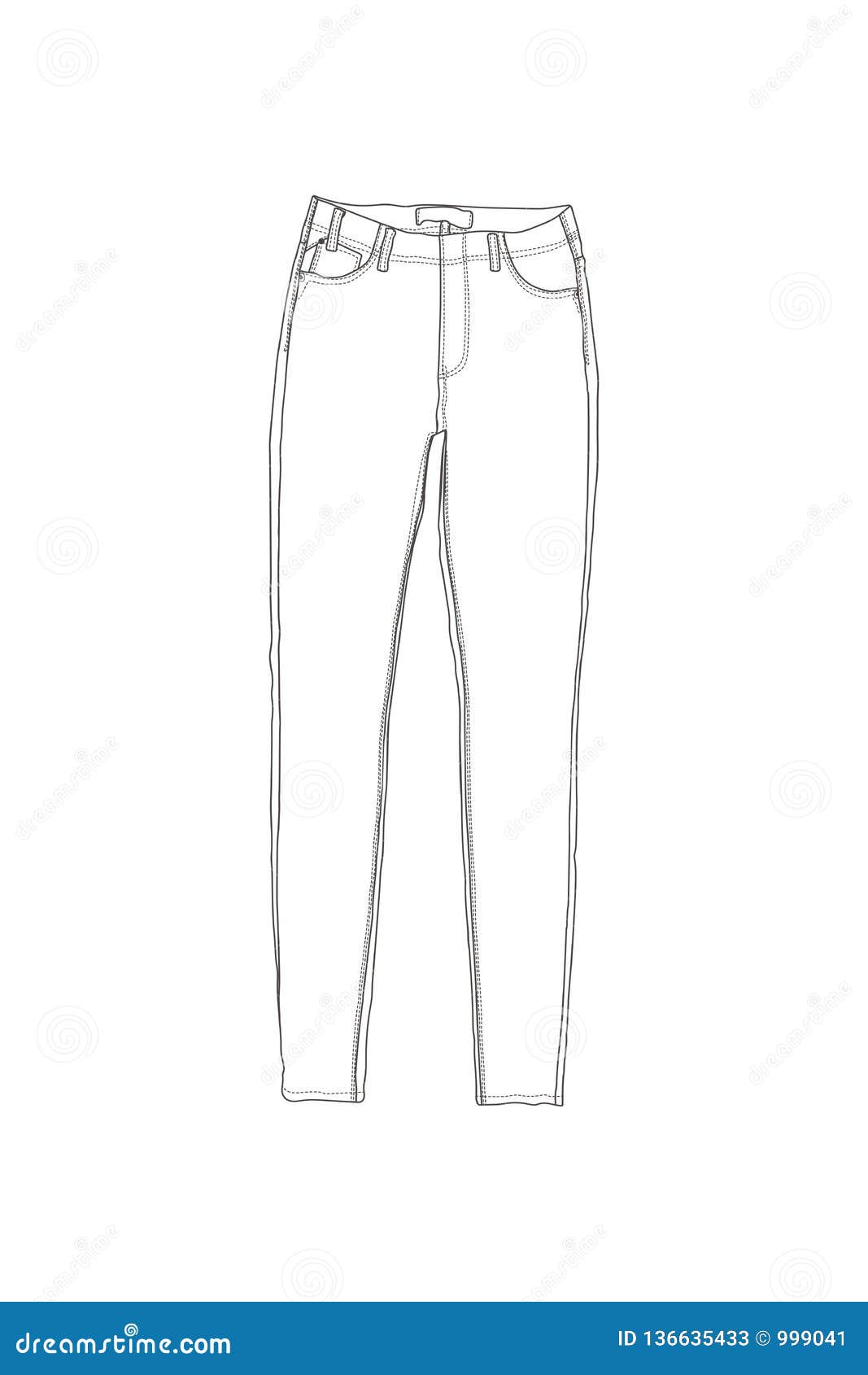 Vector Line Art Illustration - Women Jeans Stock Vector - Illustration ...