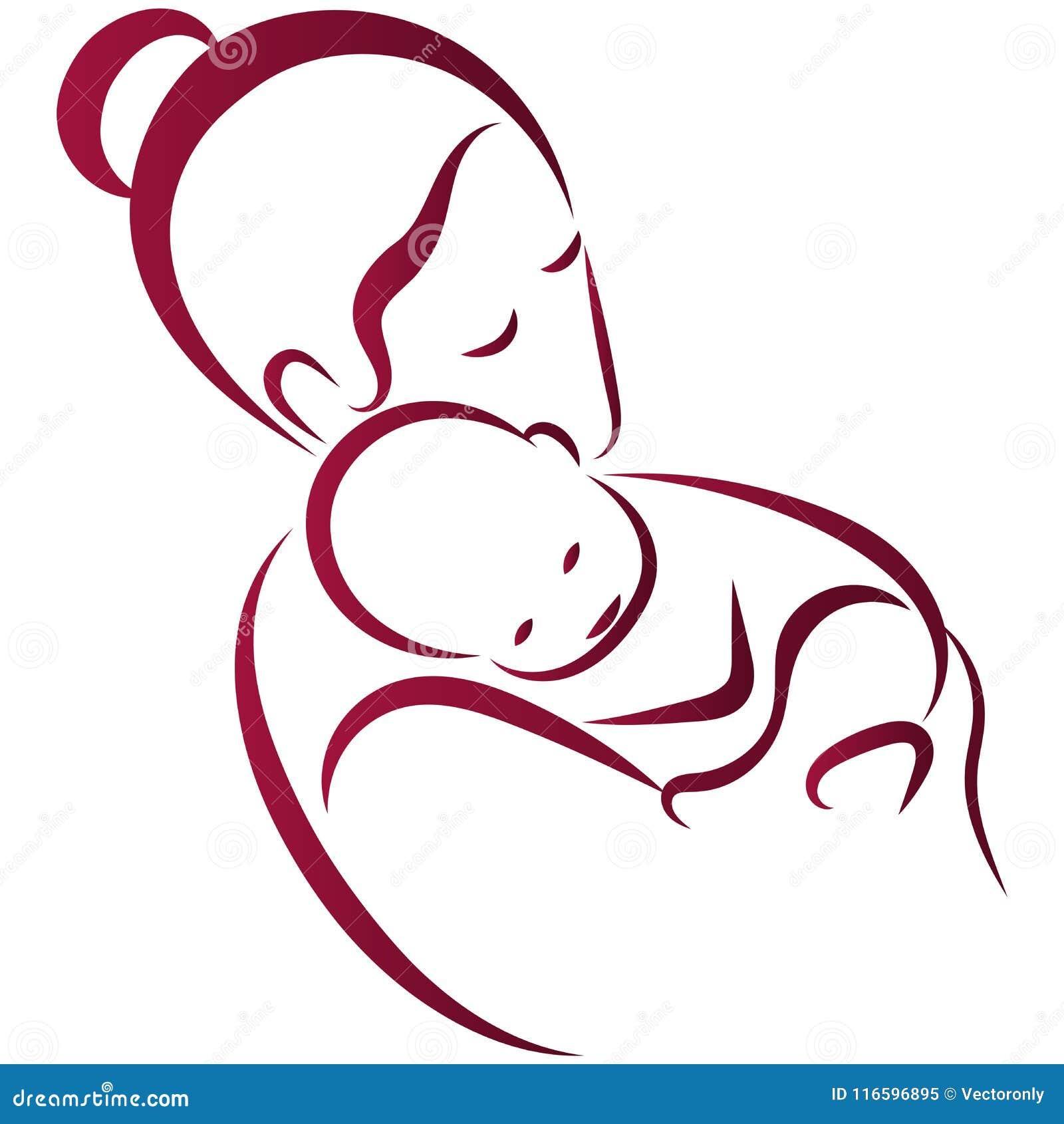 Mother with baby line art stock vector. Illustration of infant - 116596895