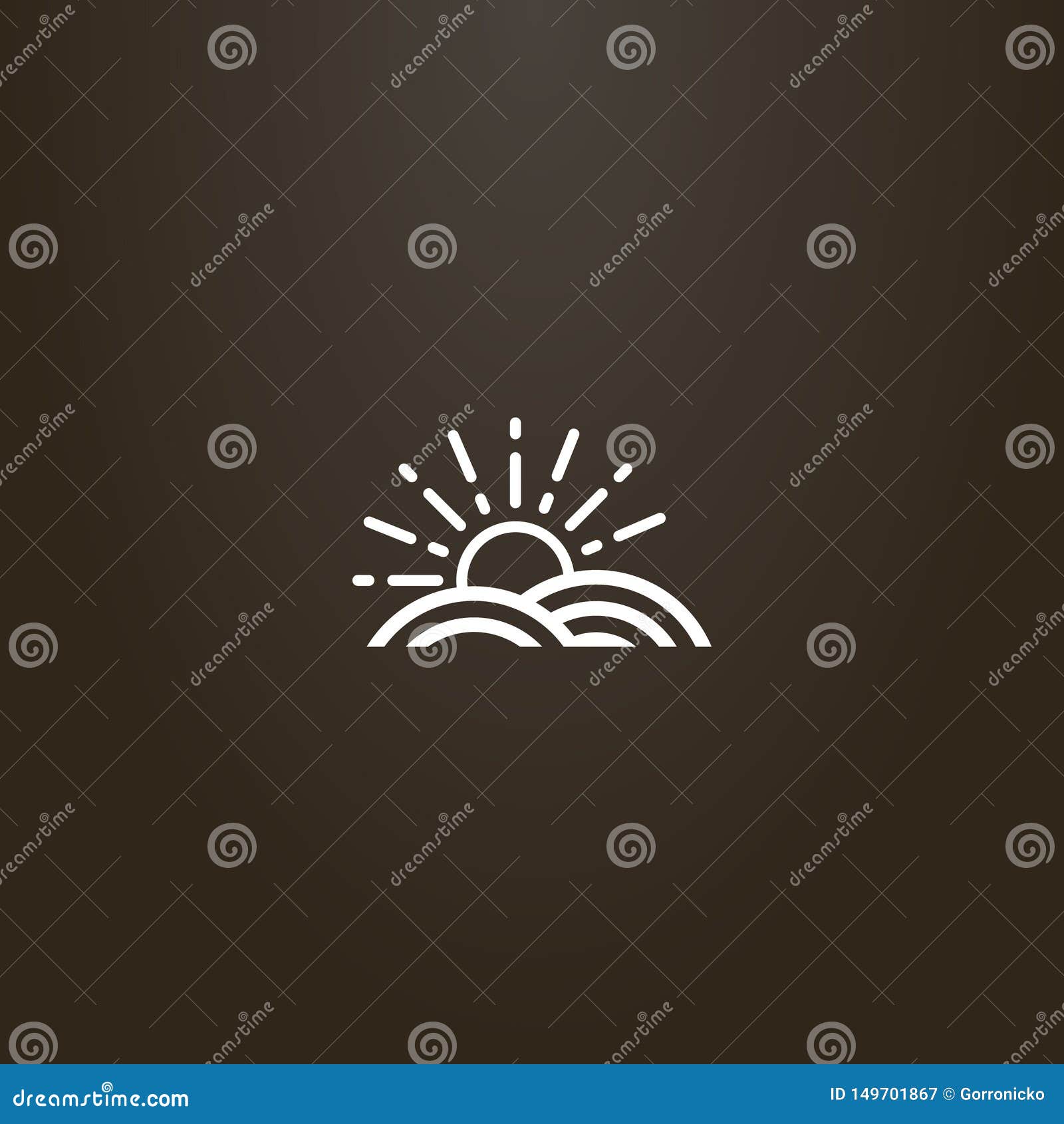 Vector Line Art Sign of Sun that Rise Above the Land Plot Stock ...