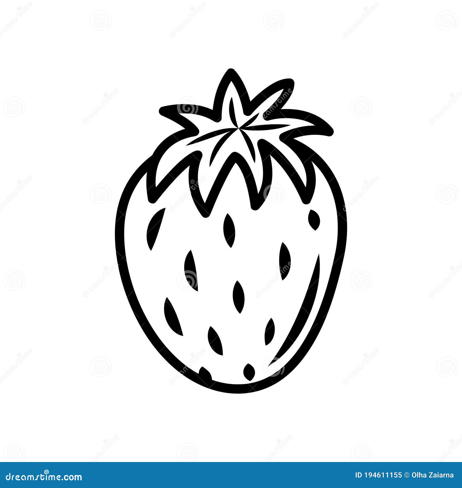 Vector Line Art Strawberry Icon. Isolated Fruit Silhouette in ...