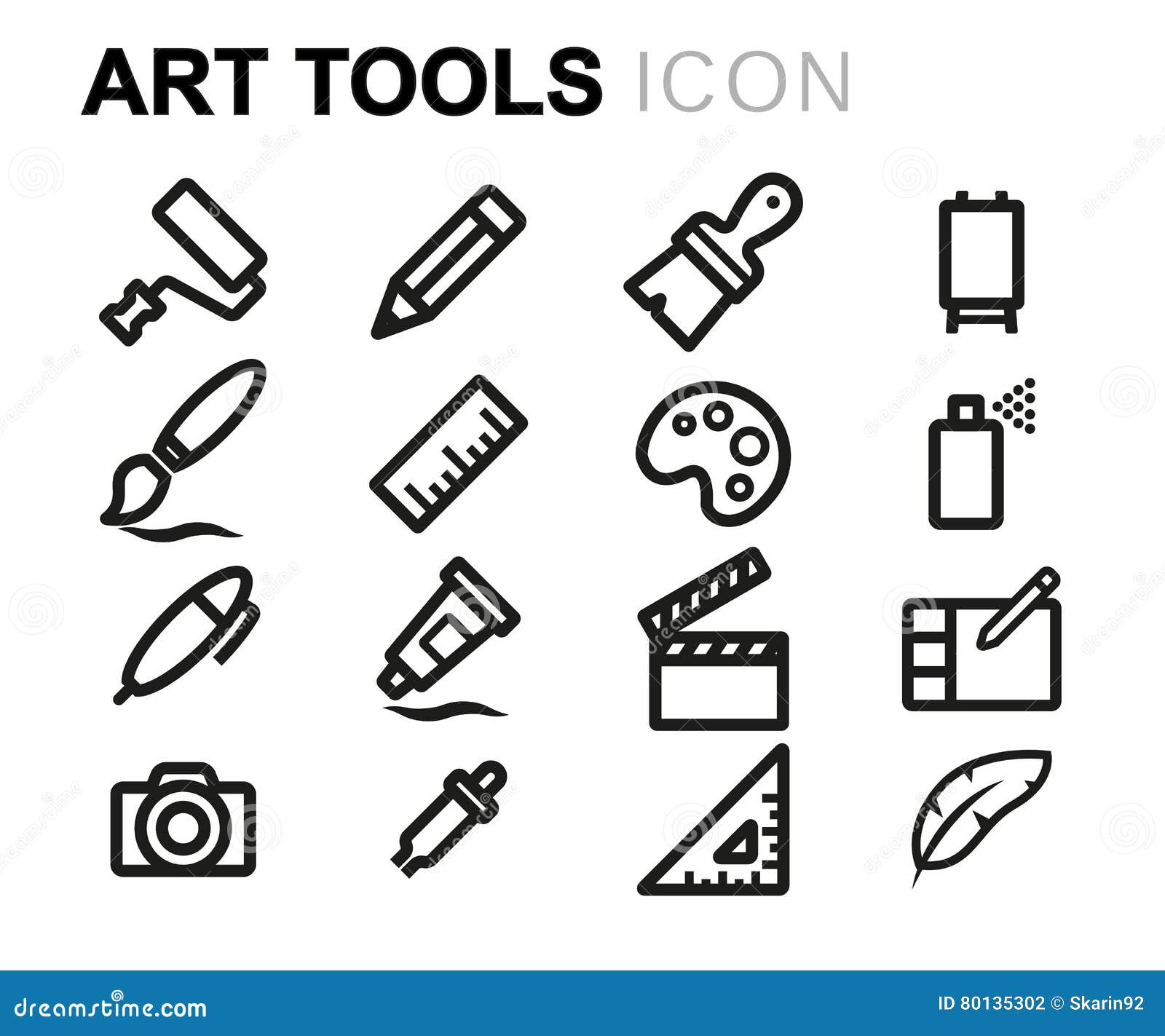 Vector Line Art Tools Icons Set Stock Illustration Illustration of