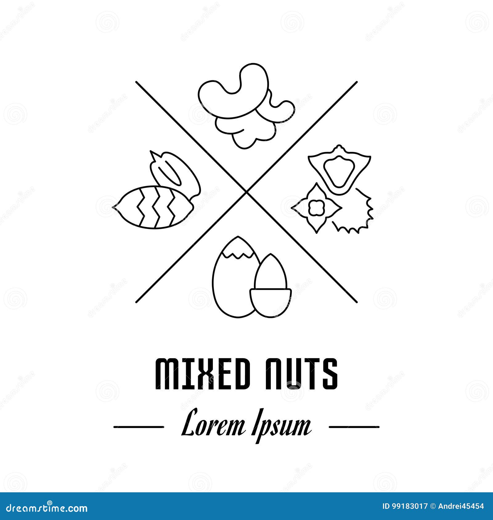 Mixed Nuts Vector Circle Label Isolated On White Background. Cartoon