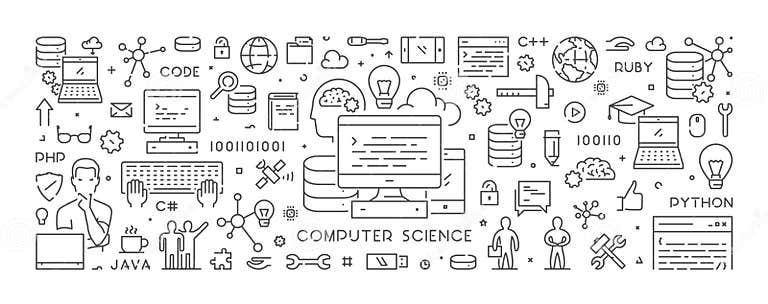 Vector Line Concept for Computer Science Stock Illustration ...