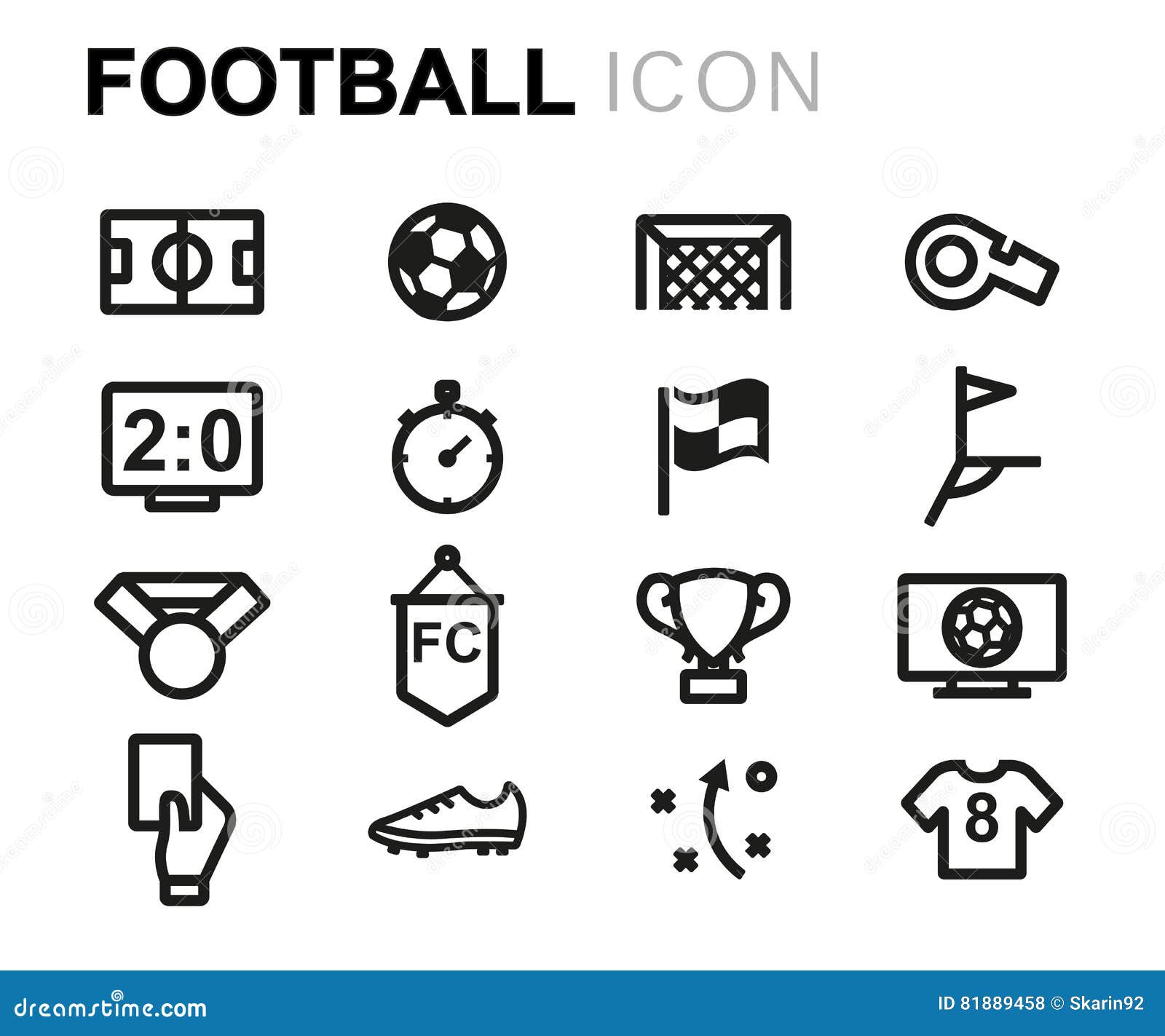 Vector Line Football Icons Set Stock Vector Illustration of bowling