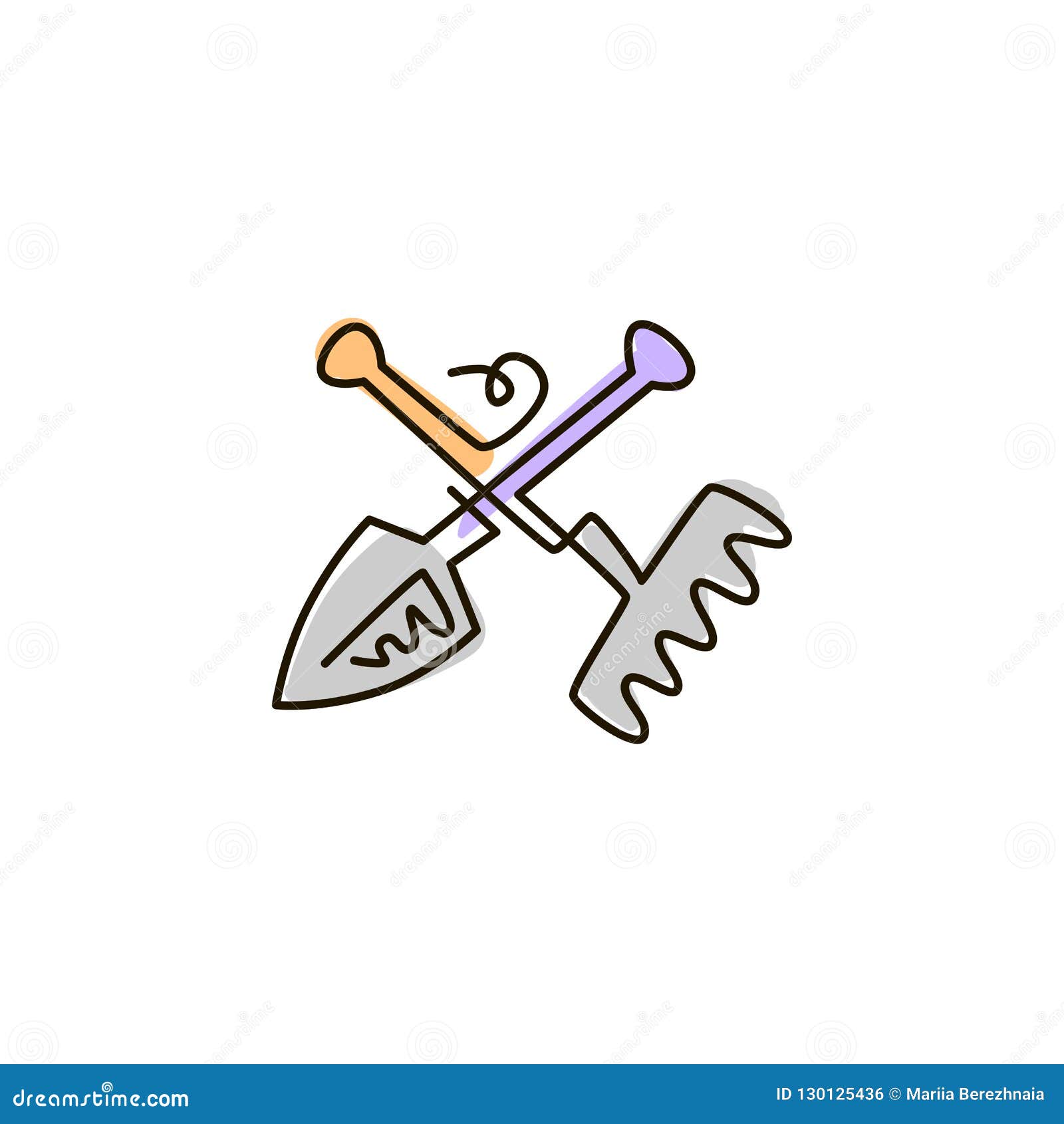 Hoe ink drawing farming tool sketch gardening Vector Image