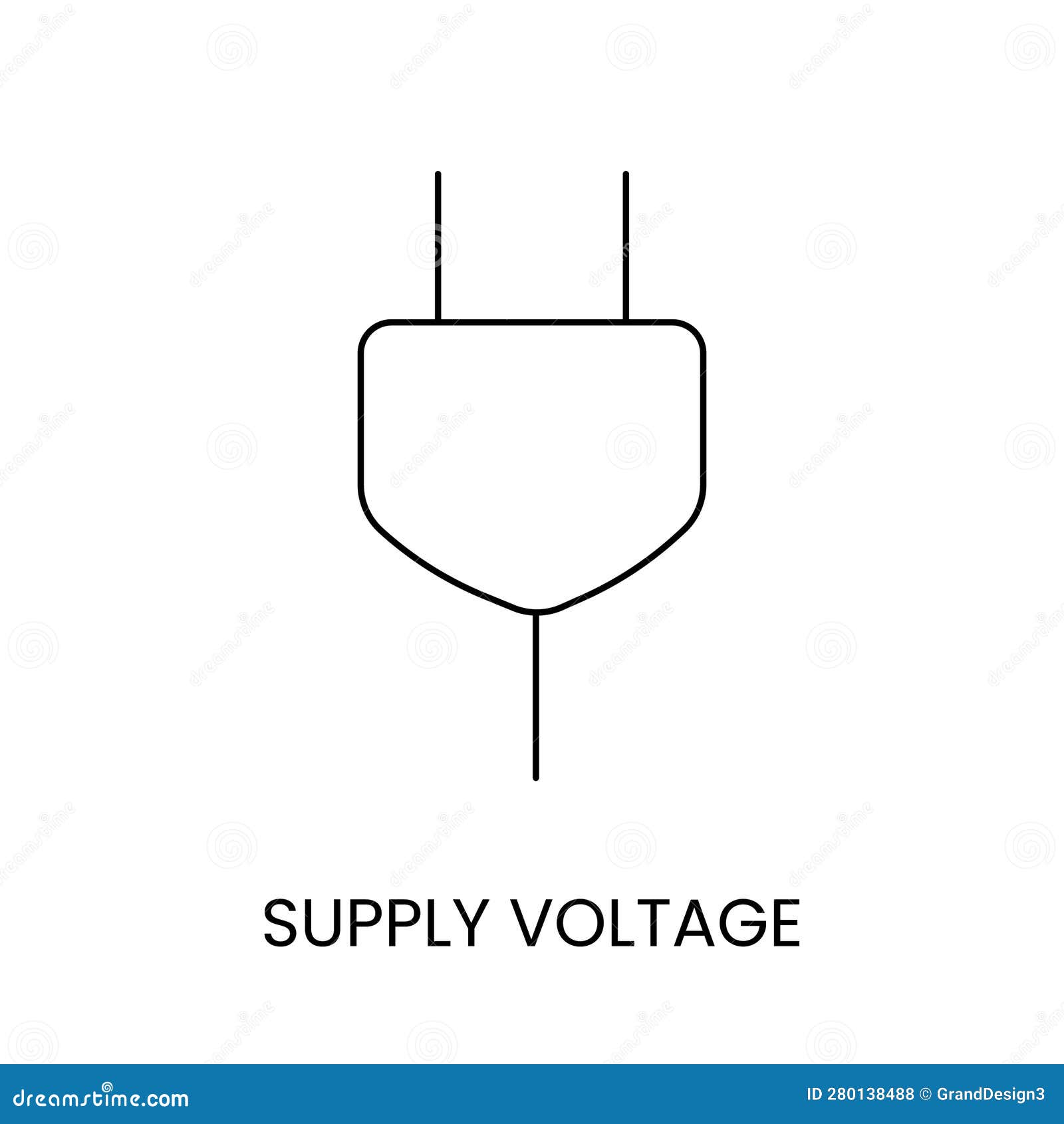 Vector Line Icon Representing Power Supply Voltage. Stock Vector