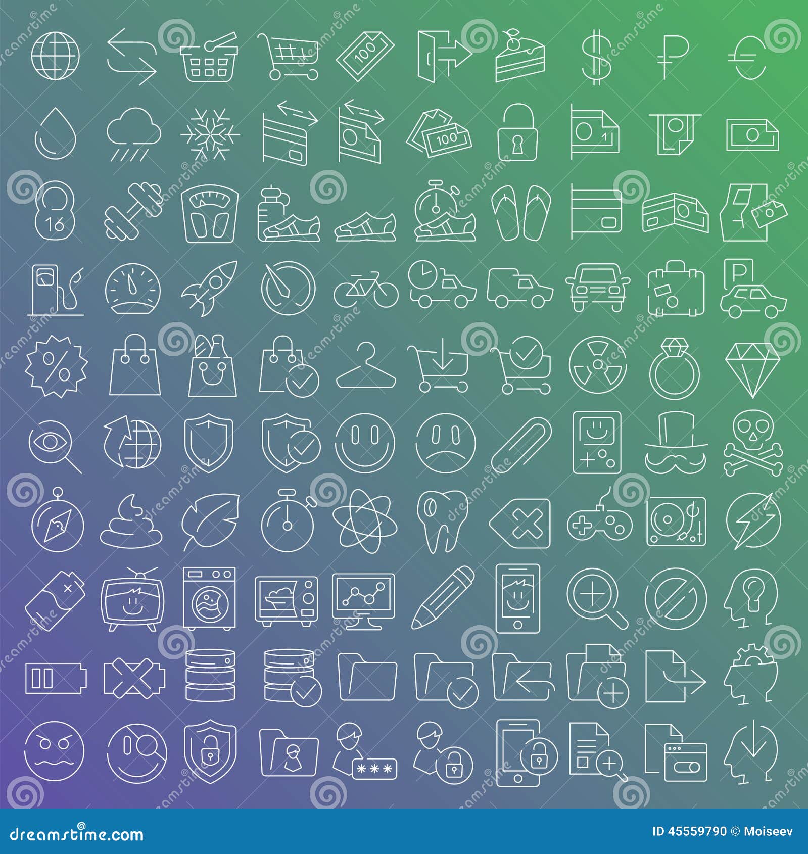 100  line icons set