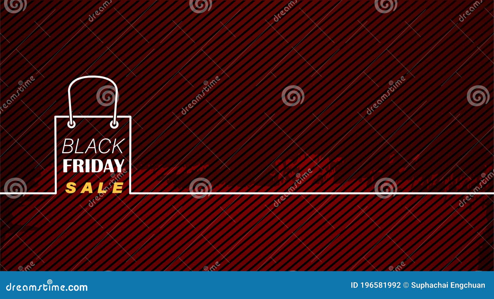 Vector Line Shopping Bag Black Friday Sale on Red Texture Background