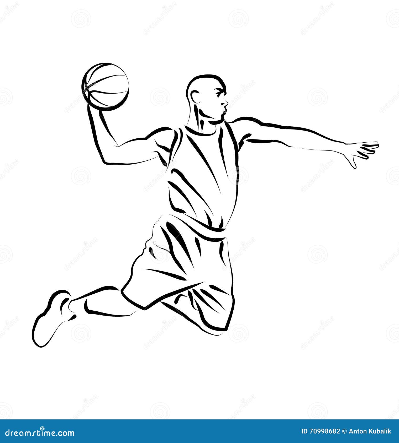 Vector Line Sketch Basketball Player Stock Vector - Illustration of ...