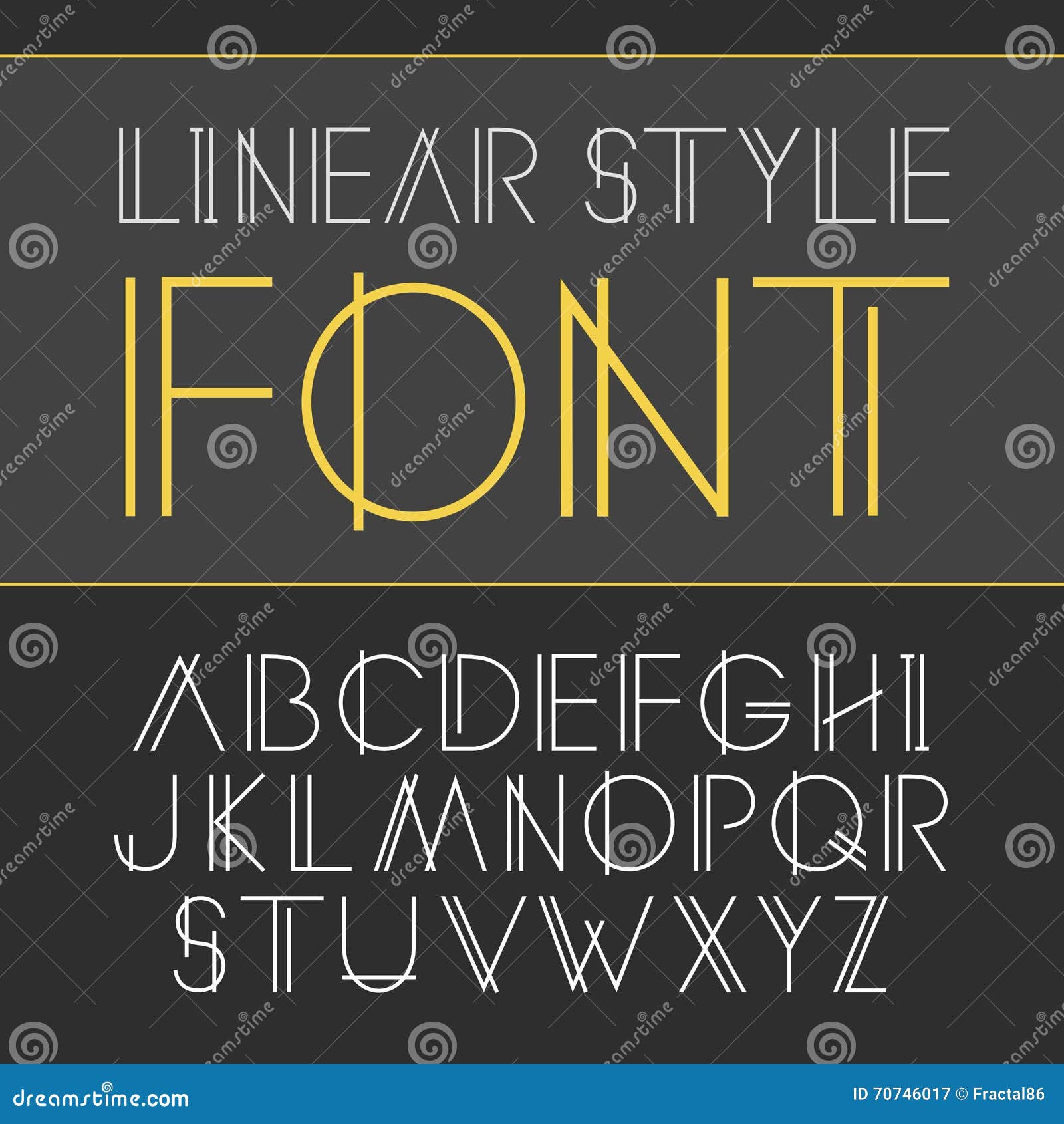 Vector linear font - simple and minimalistic alphabet in line style.