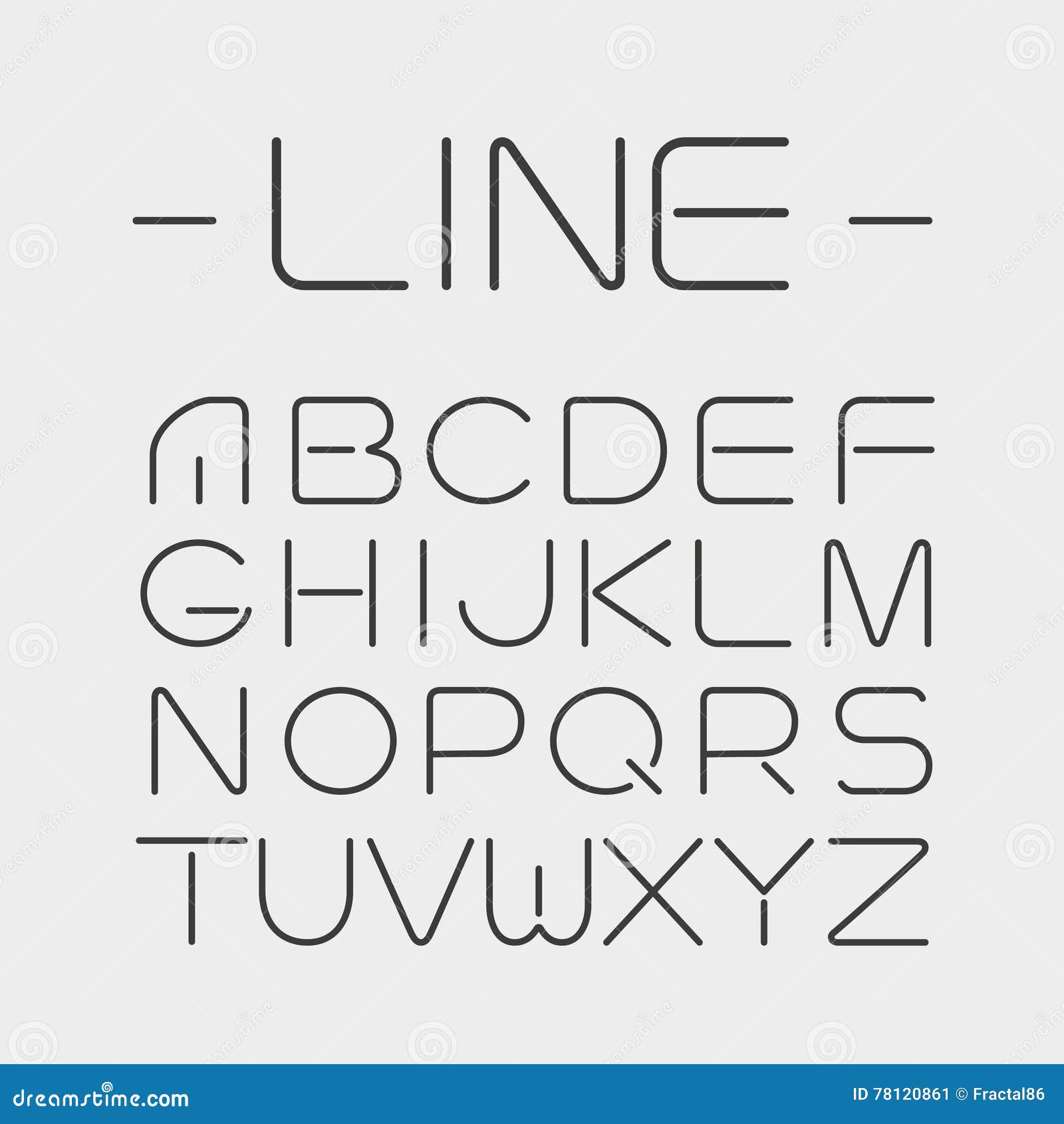 Vector Linear Font Simple And Minimalistic Alphabet In Line Style Stock Vector Illustration Of Flat Alphabetical 78120861