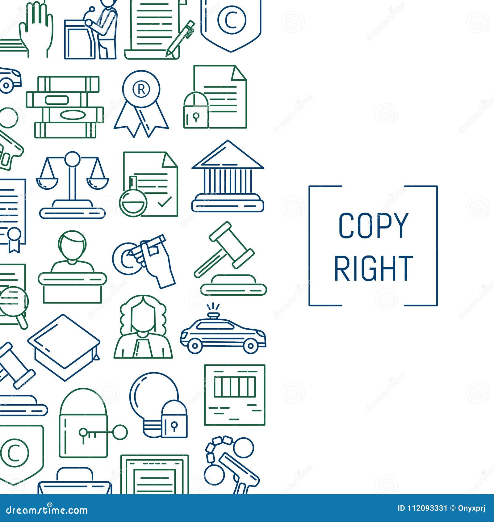 Vector linear style copyright elements illustration. Vector banner and poster linear style copyright elements with place for text illustration