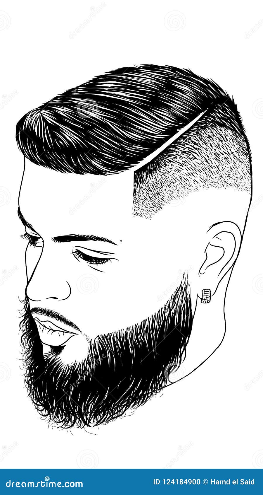 Vector Lineart Line Art Barber Hairstyle Stock Illustration - Illustration  of pompadour, lifestyle: 124184900