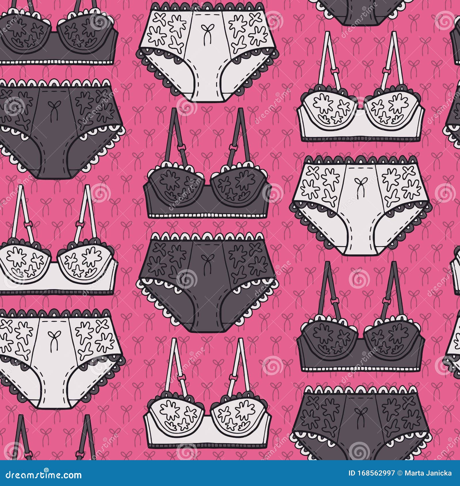 Vector Lingerie Pattern in Pink and Grey Stock Vector - Illustration of  brassiere, girl: 168562997