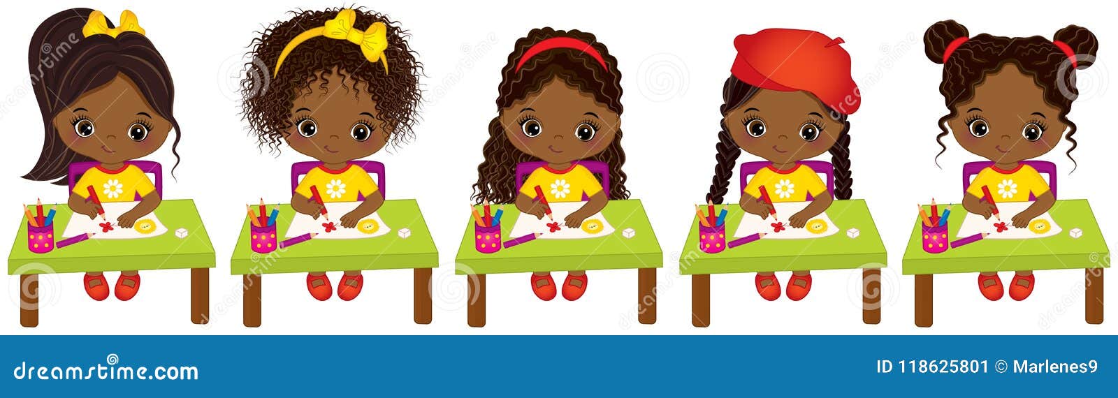  cute little african american artists drawing.  little african american girls