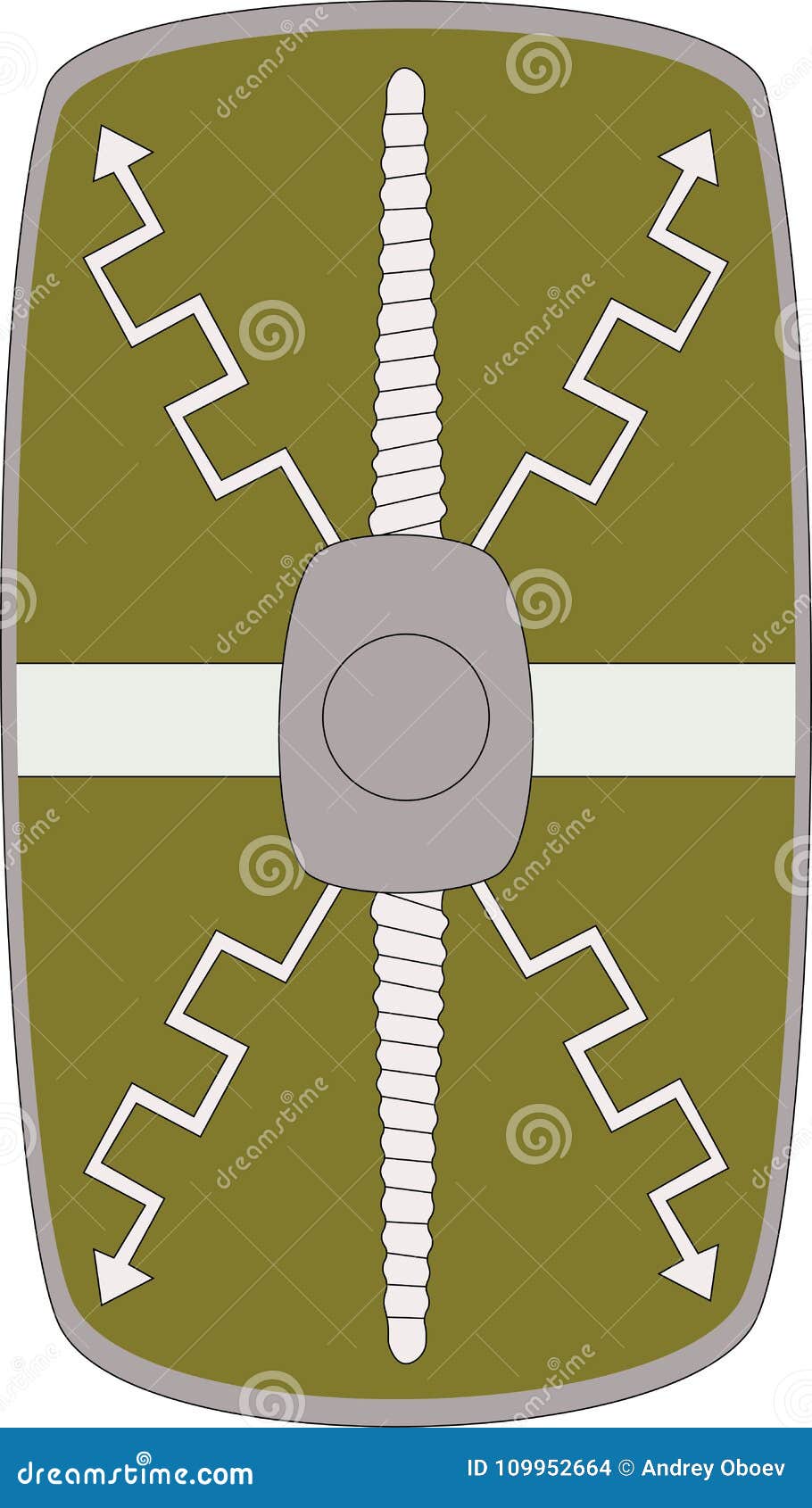 Vector lo schermo di Legio XII Fulminata su fondo bianco. Vector lo schermo di legoin romano antico Legio XII Fulminata su fondo bianco