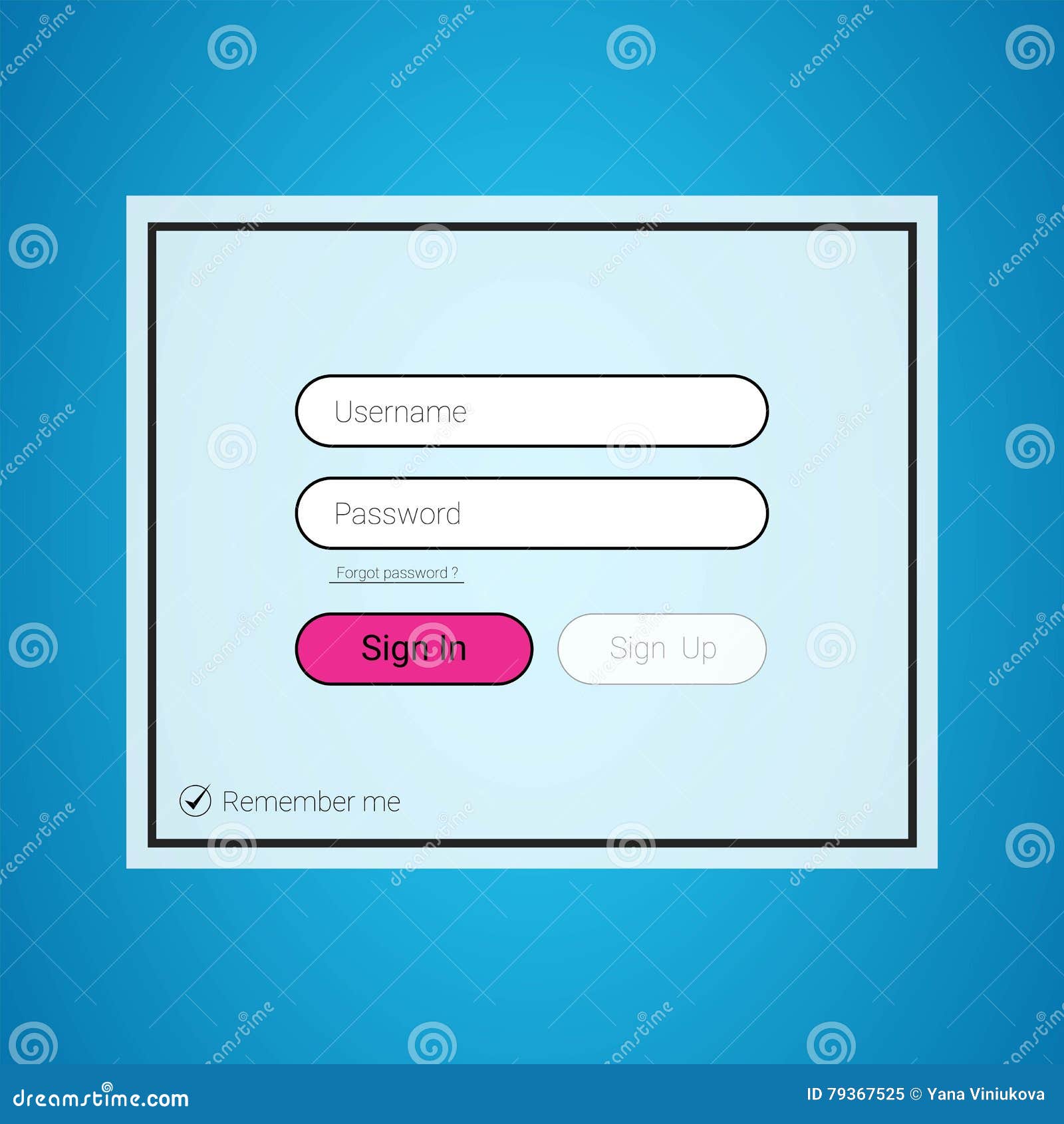 Vector Login Form Ui Element In Flat Style Stock Vector Illustration