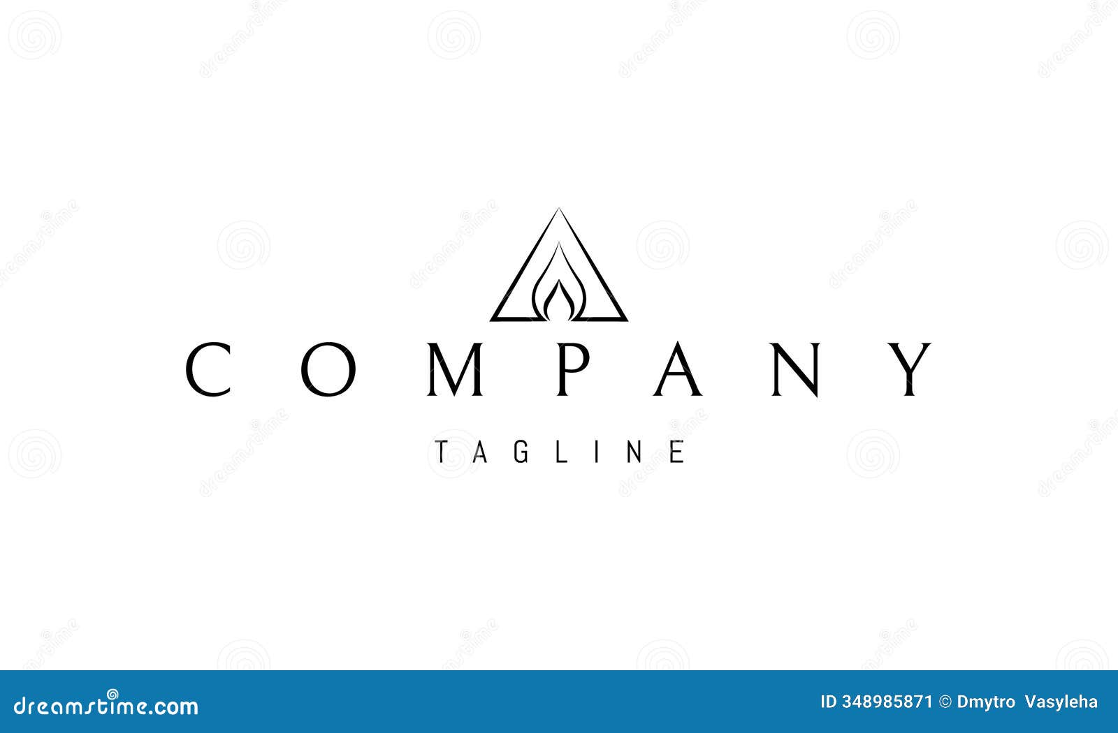  logo with an abstract image of a flame in a triangle.