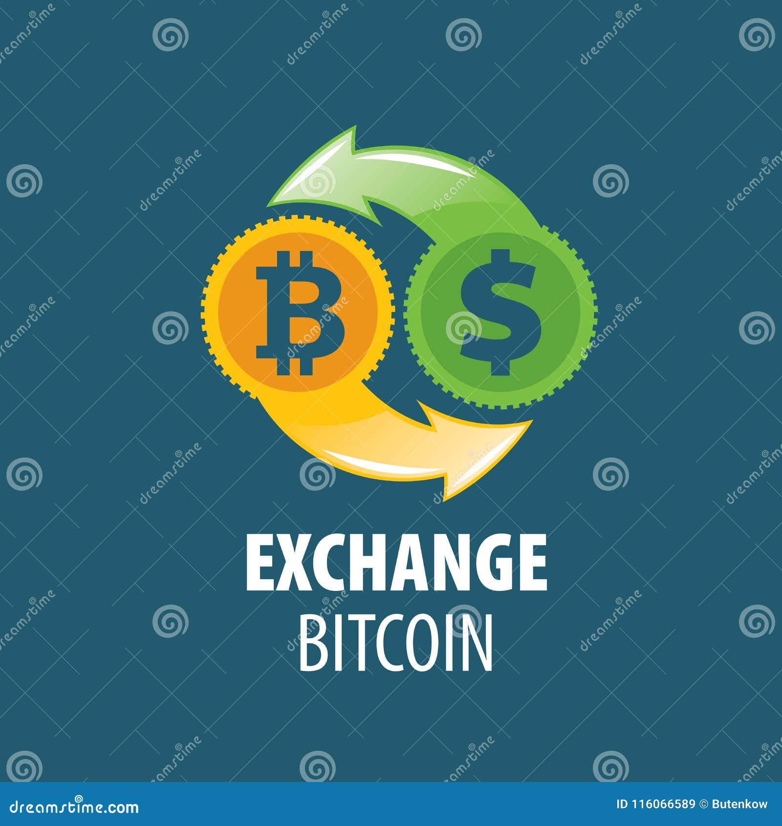 Exchange bitcoin for money stock vector. Illustration of change - 116066589